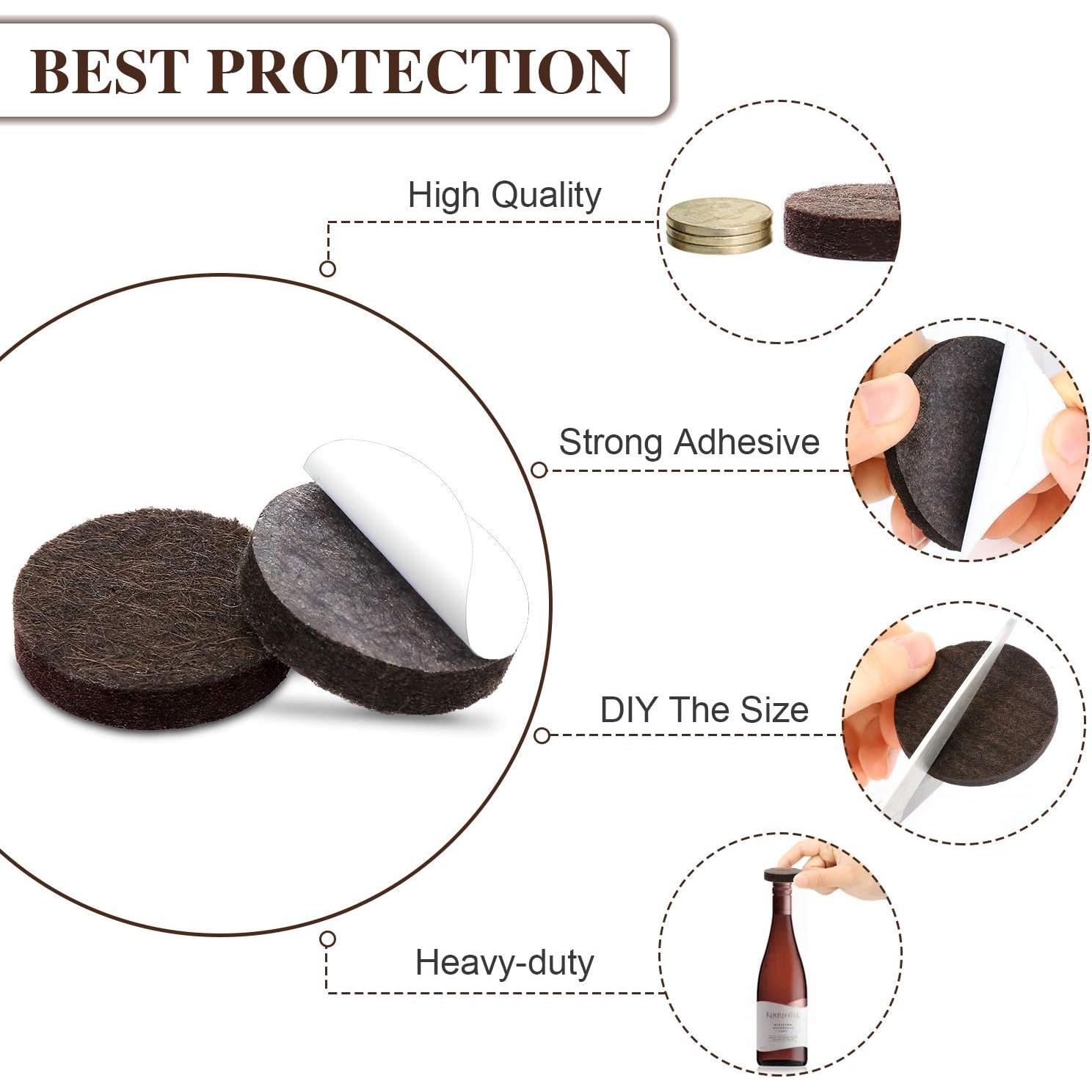 Almohadillas de Fieltro Yelanon 216 Pcs para Muebles Marrón