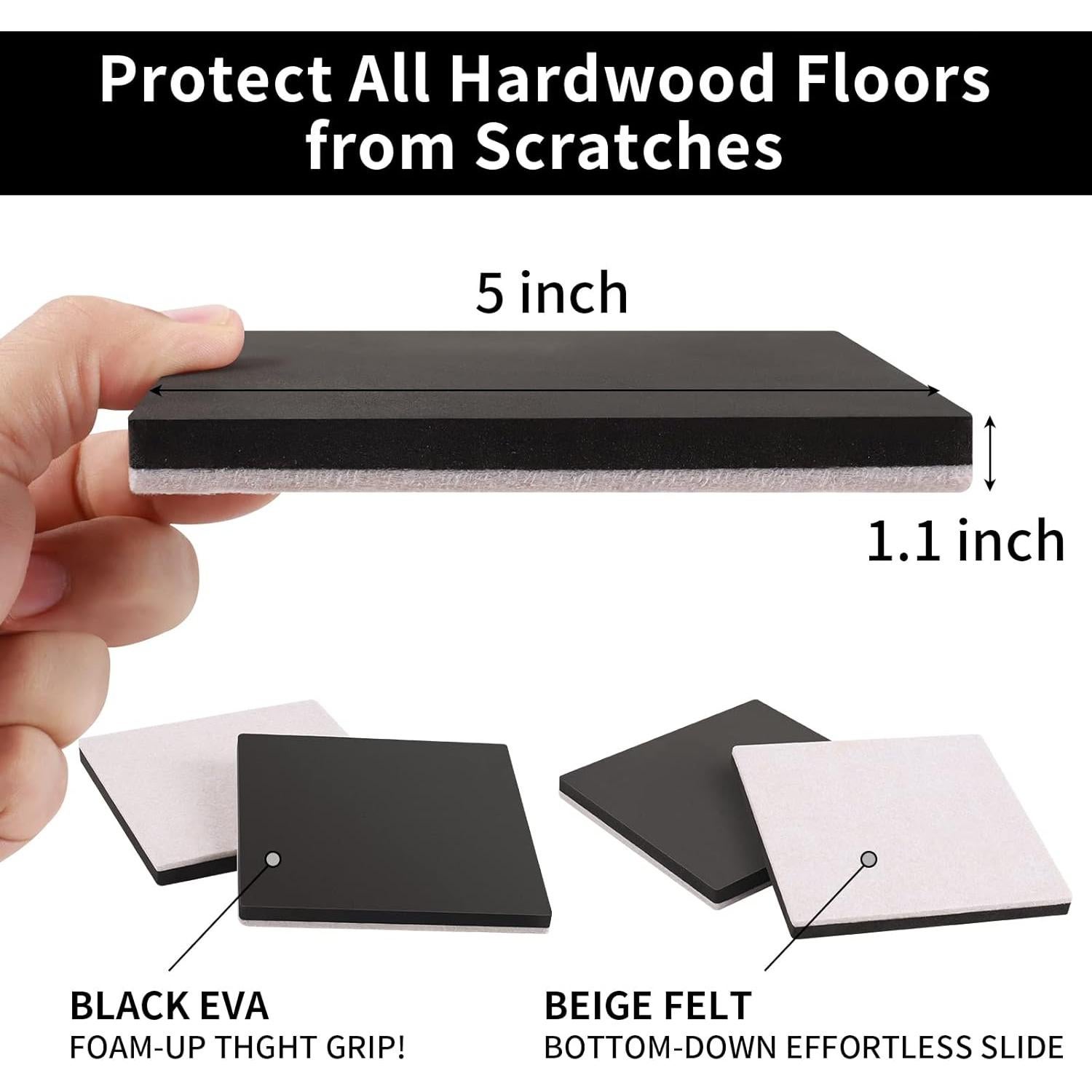 Deslizadores de Muebles Cuadrados Ezprotekt 12.7 cm Beige - 8 Piezas