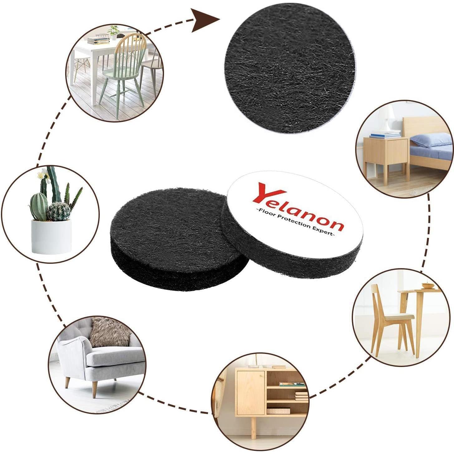 Almohadillas de Fieltro Yelanon 182 Piezas para Muebles Negros