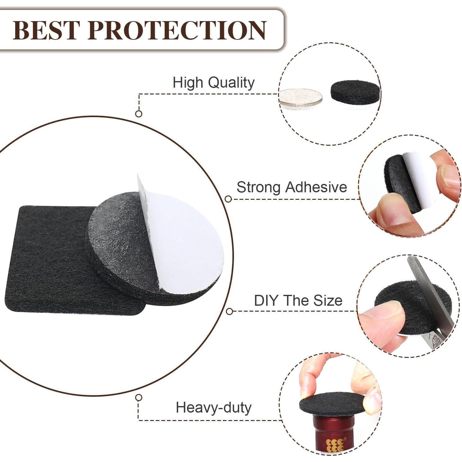 Almohadillas de Fieltro Yelanon 182 Piezas para Muebles Negros