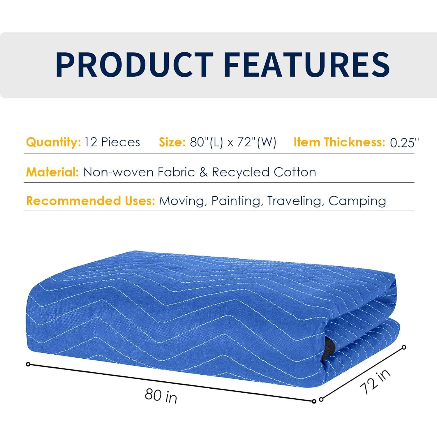 12 Manteles de Mudanza Diamond UP 203x183 cm Azul y Negro