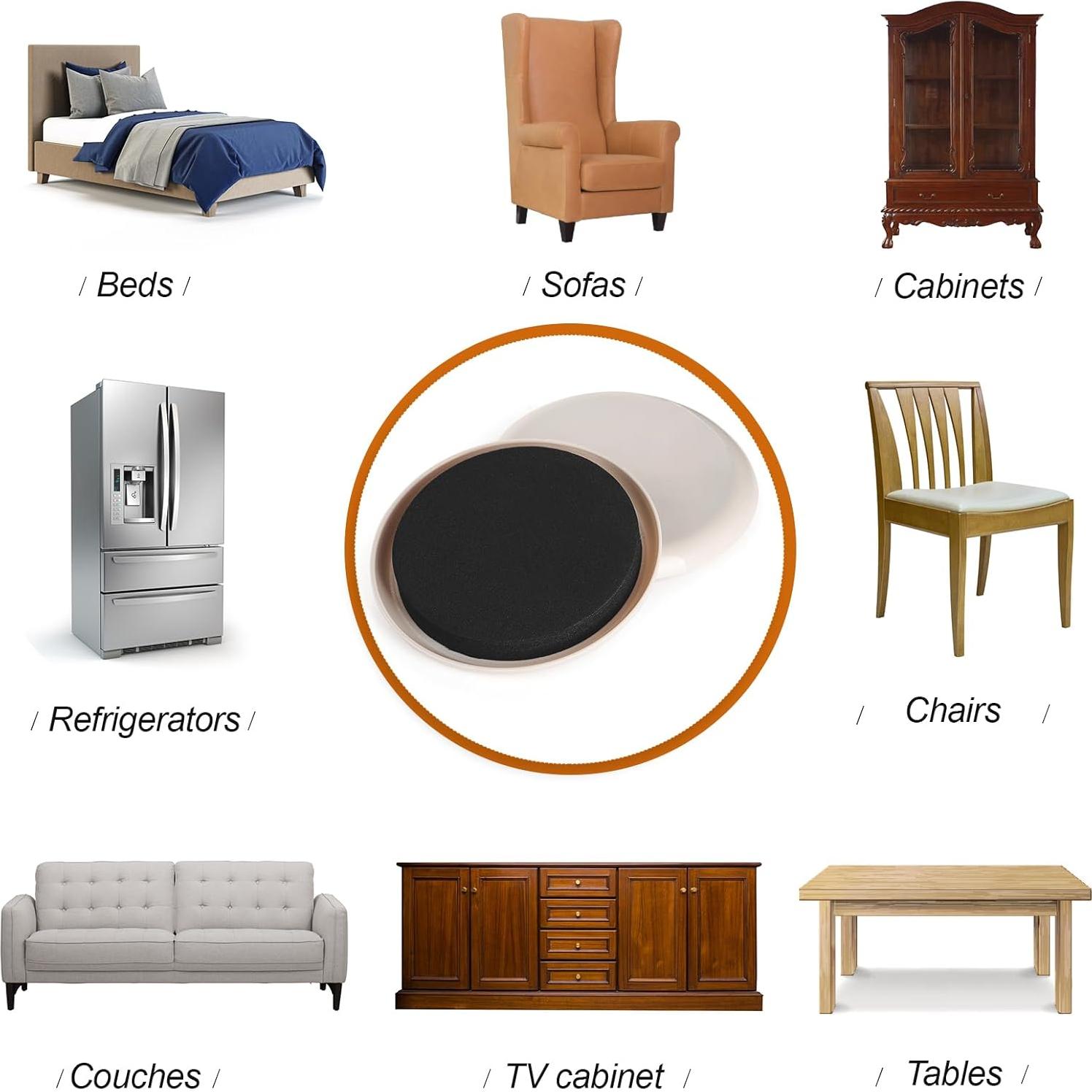 Deslizadores de Muebles 8PCS 8.89cm Redondos EASTWONDER