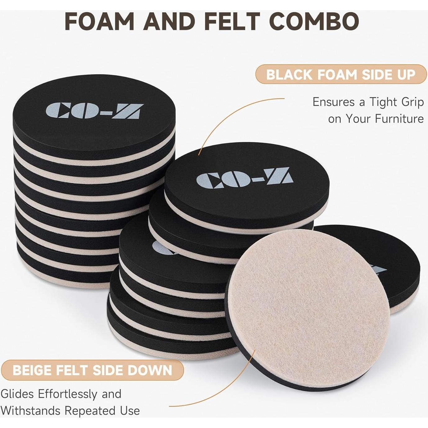 Deslizadores de Muebles CO-Z 16 Piezas Fieltro 8.89 cm