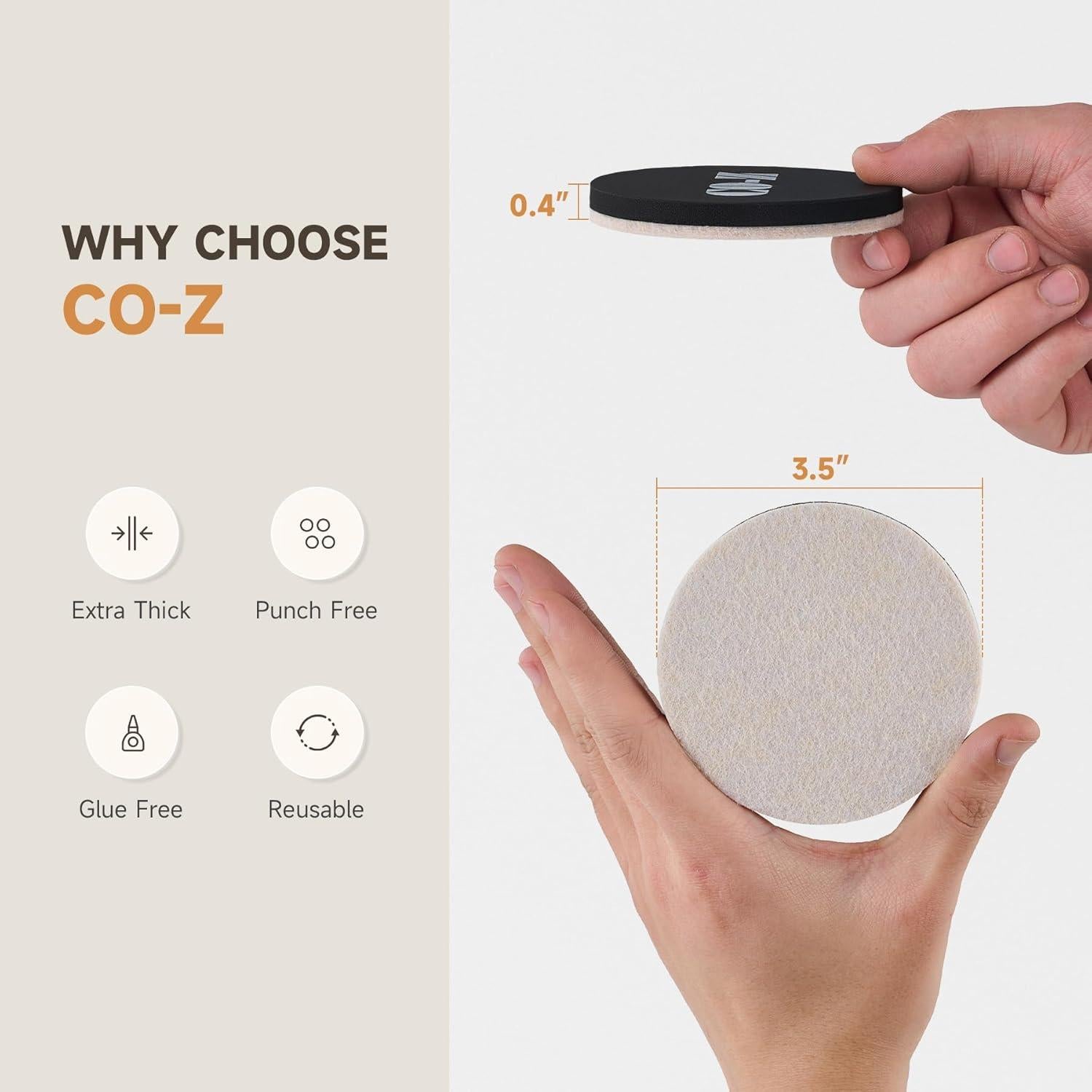 Deslizadores de Muebles CO-Z 16 Piezas Fieltro 8.89 cm