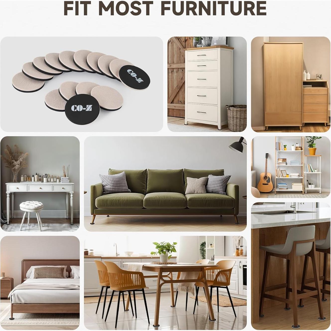 Deslizadores de Muebles CO-Z 16 Piezas Fieltro 8.89 cm