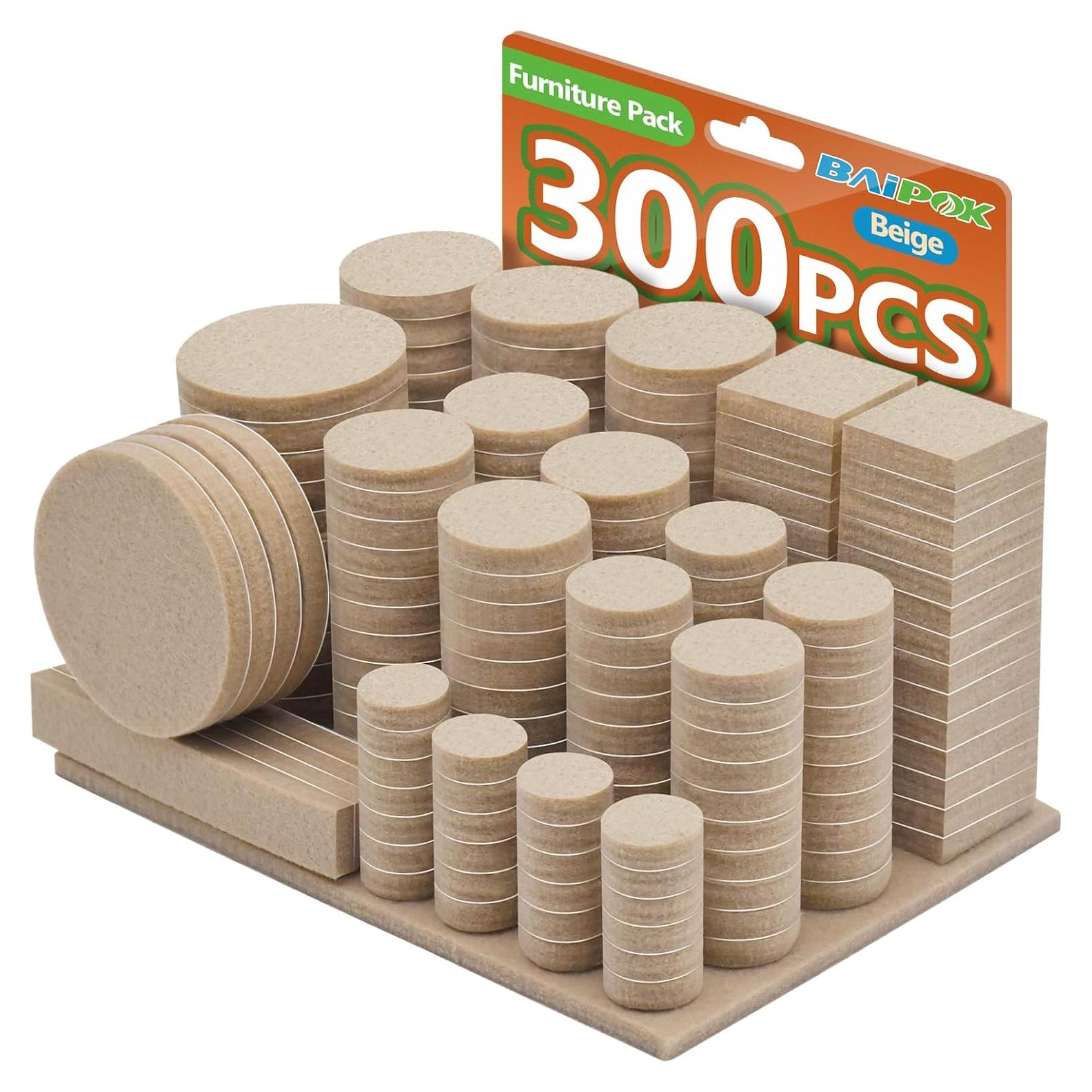 Almohadillas de Fieltro BAIPOK 300pcs Antirayaduras Beige