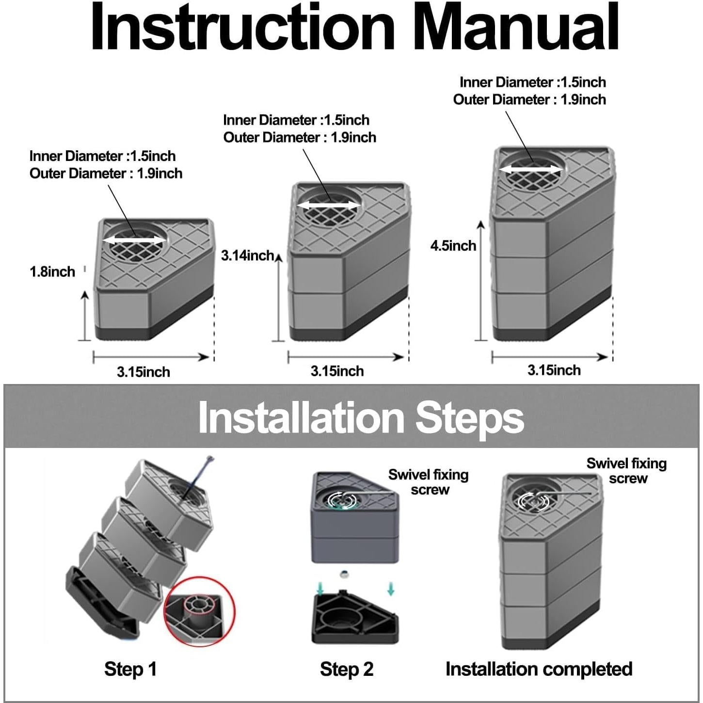4 Almohadillas Antivibración CUISIBOT para Lavadora 4.57cm