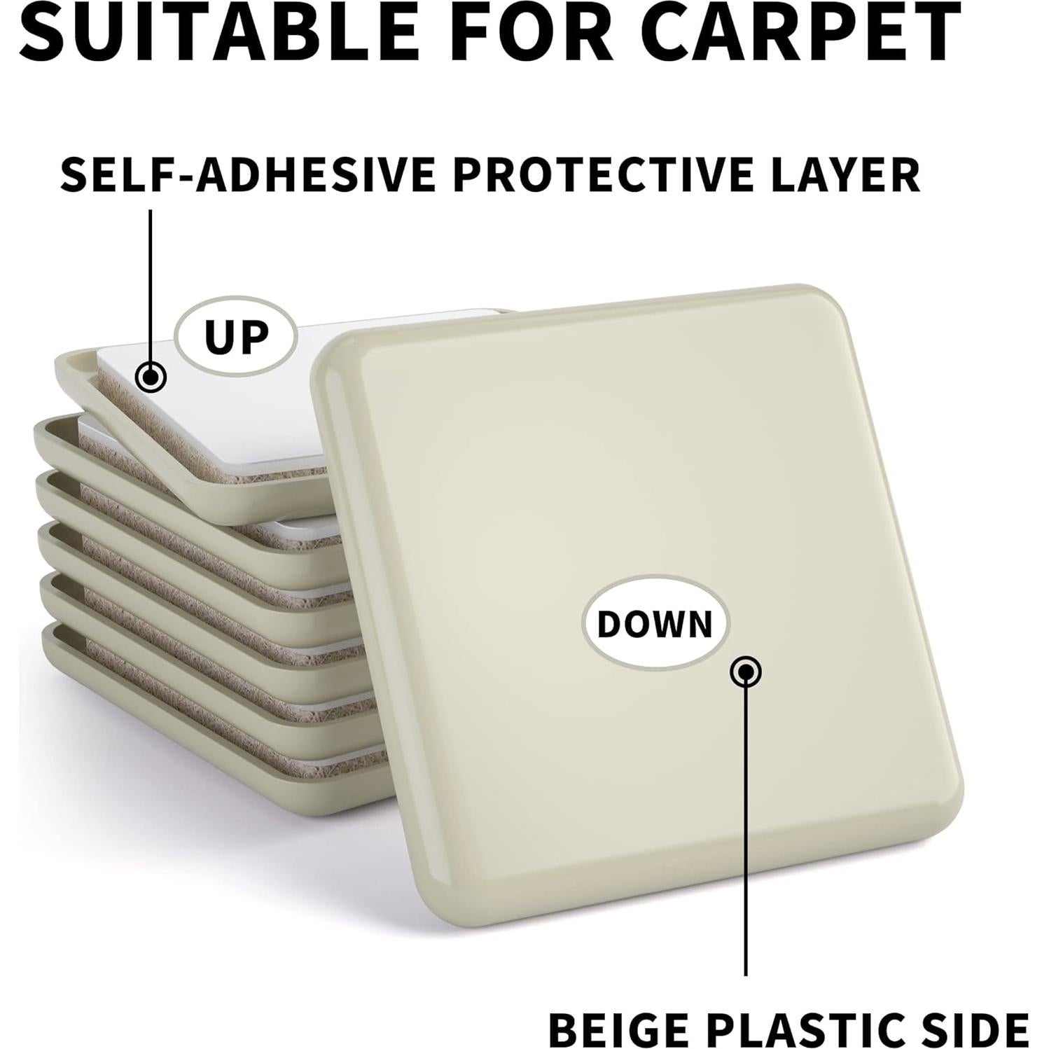 Deslizadores de Muebles Yelanon 20 Pcs 6.35 cm Beige Autoadhesivos