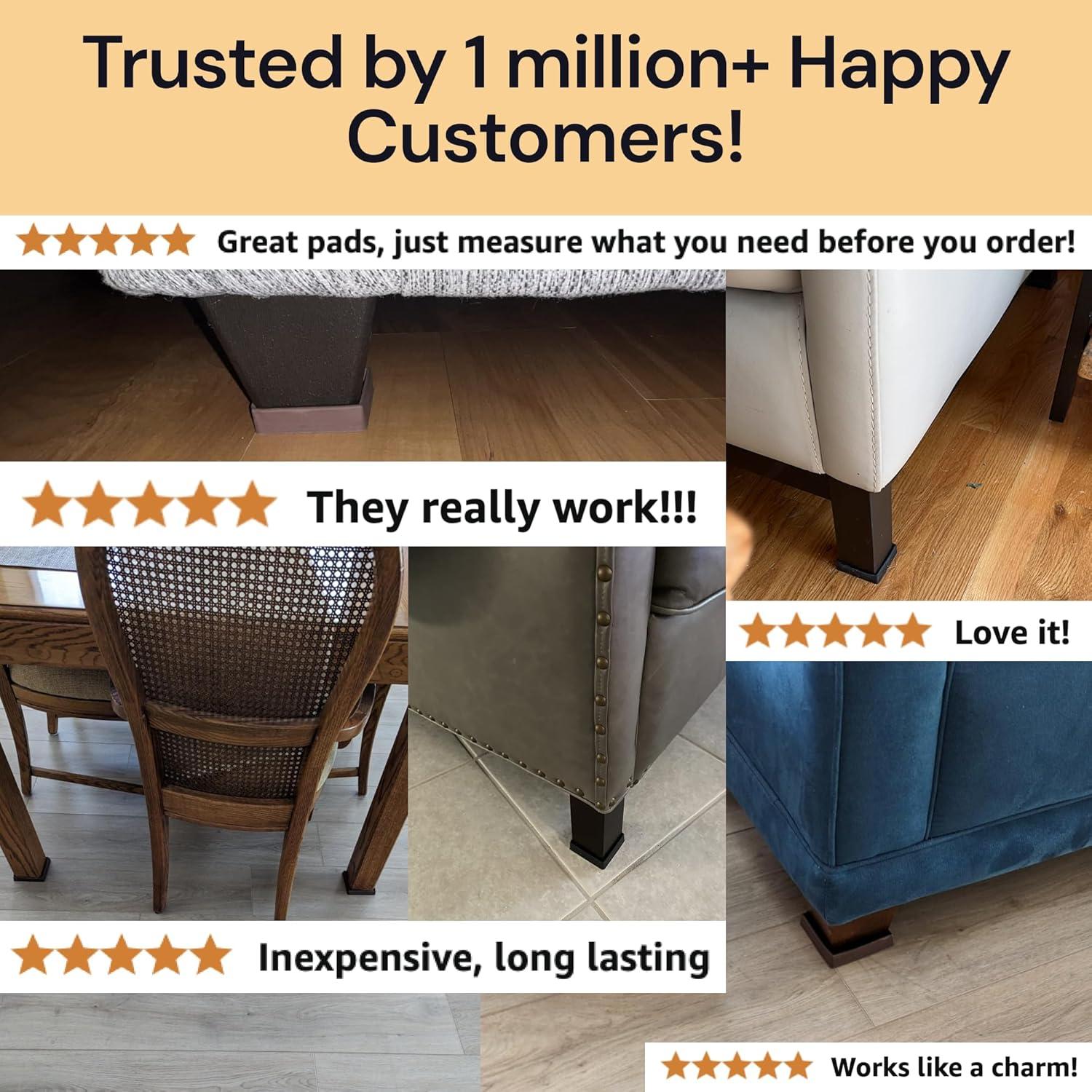 Cojines Antideslizantes CasterMaster 5.08x10.16 cm Marrón - Paquete de 4