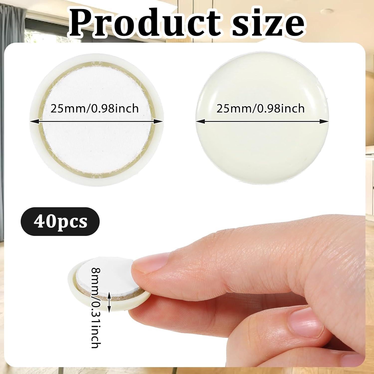 40 Almohadillas Deslizadoras de Muebles LIQWEI 25mm Beige