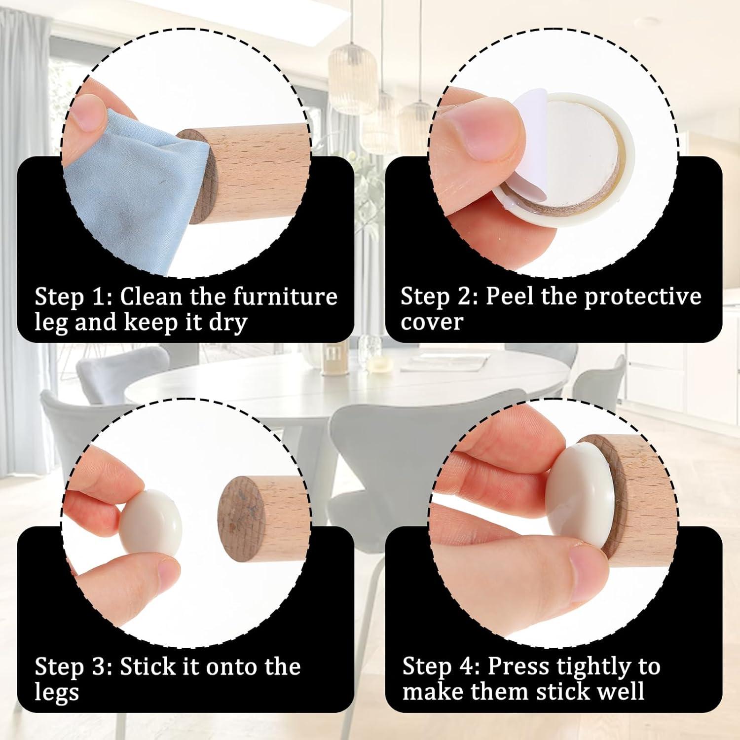 40 Almohadillas Deslizadoras de Muebles LIQWEI 25mm Beige