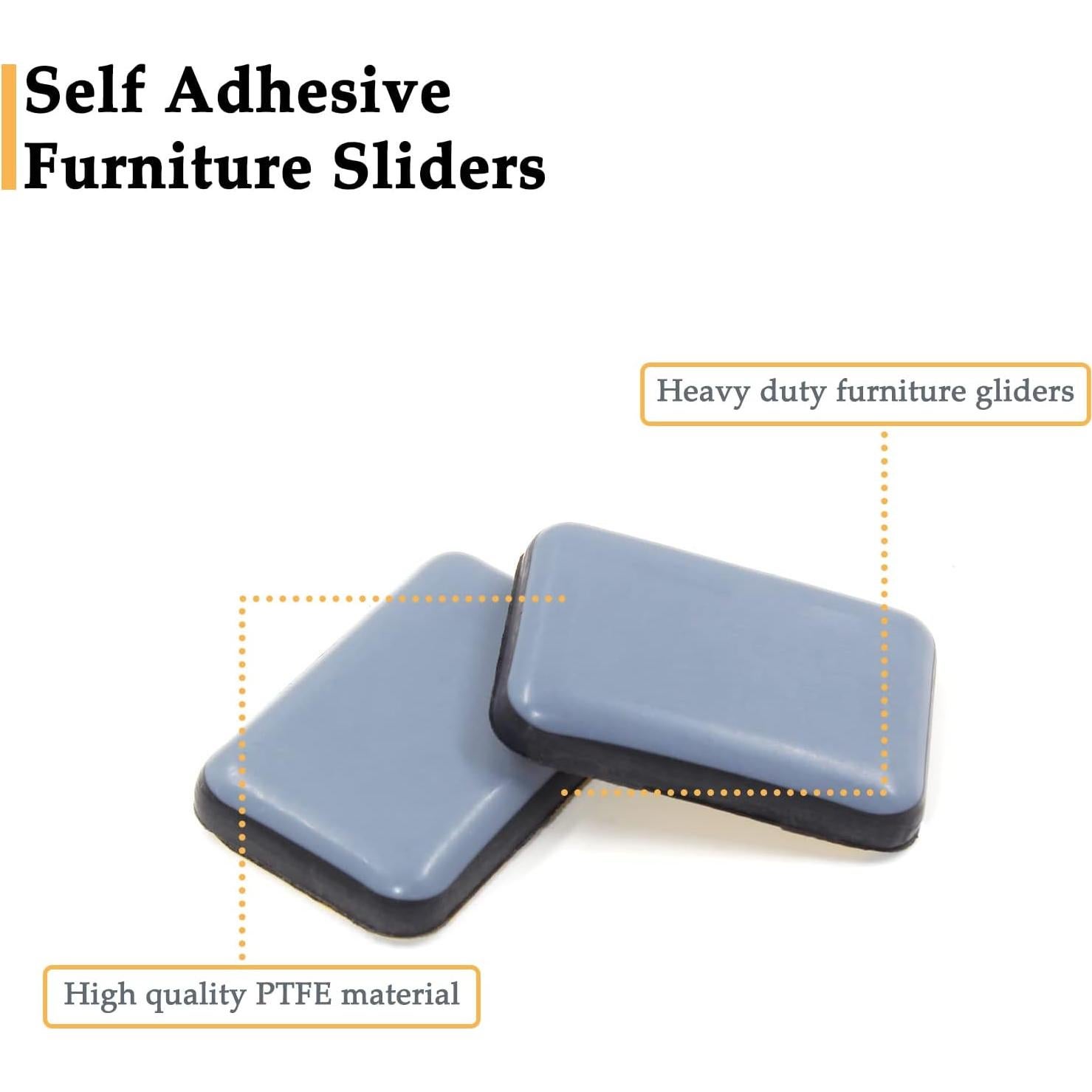 20 Piezas Deslizadores Adhesivos Rectangulares PTFE 35x25mm