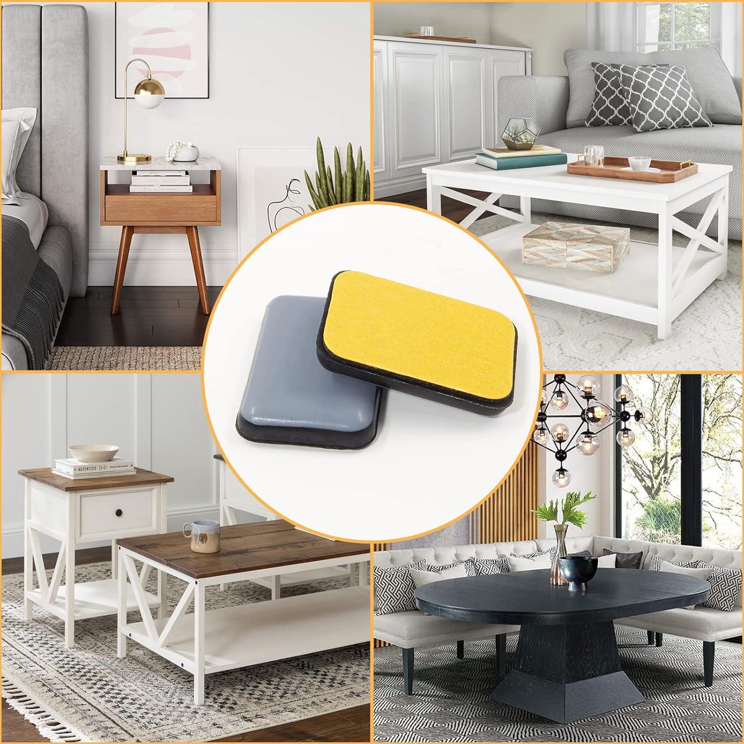 20 Piezas Deslizadores Adhesivos Rectangulares PTFE 35x25mm