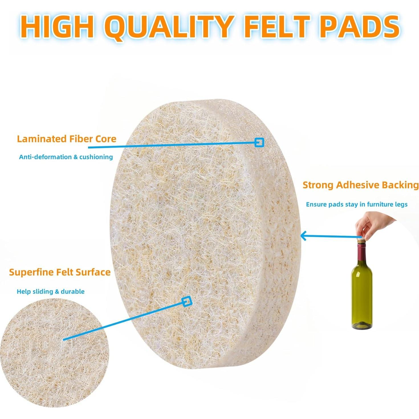 Almohadillas de Fieltro Furnigear 108 Pcs 1.59 cm Beige