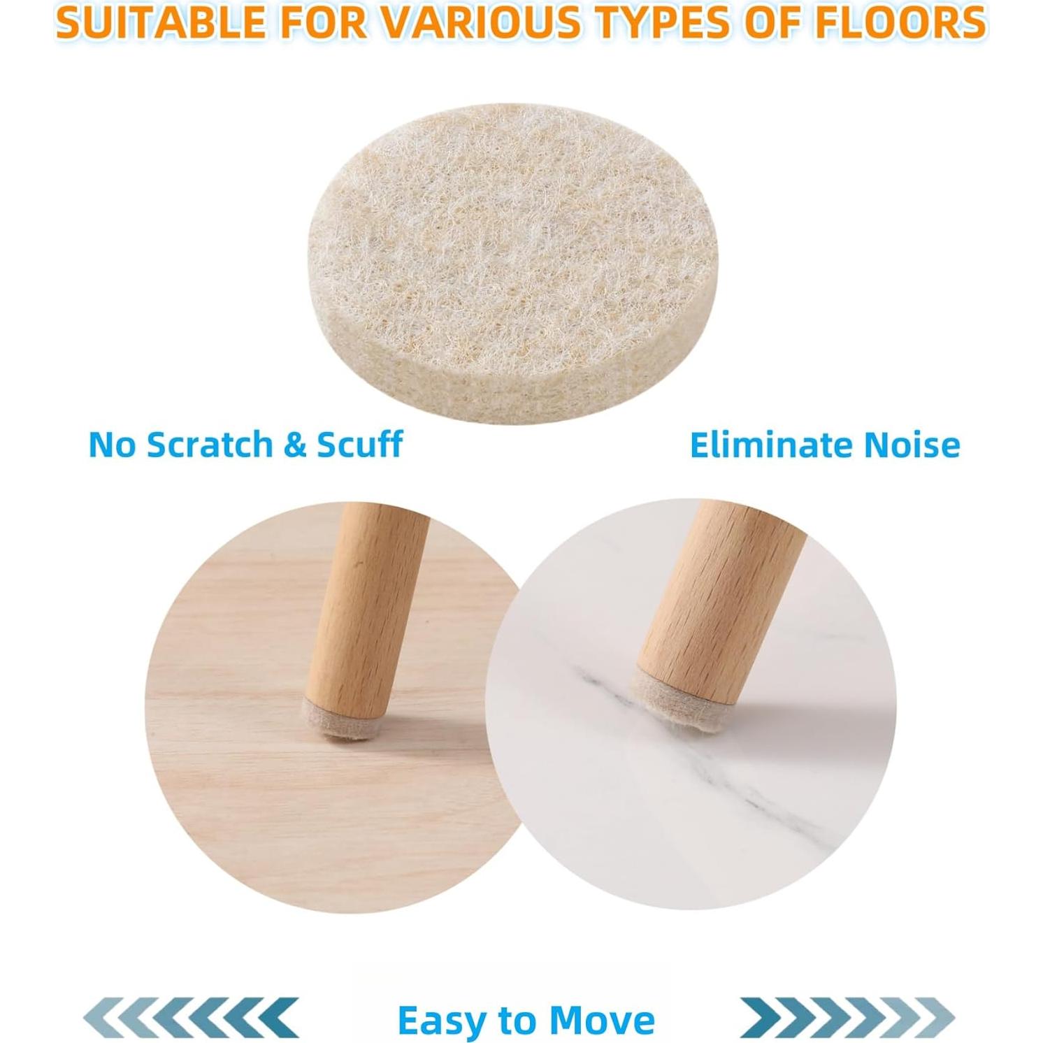 Almohadillas de Fieltro Furnigear 108 Pcs 1.59 cm Beige