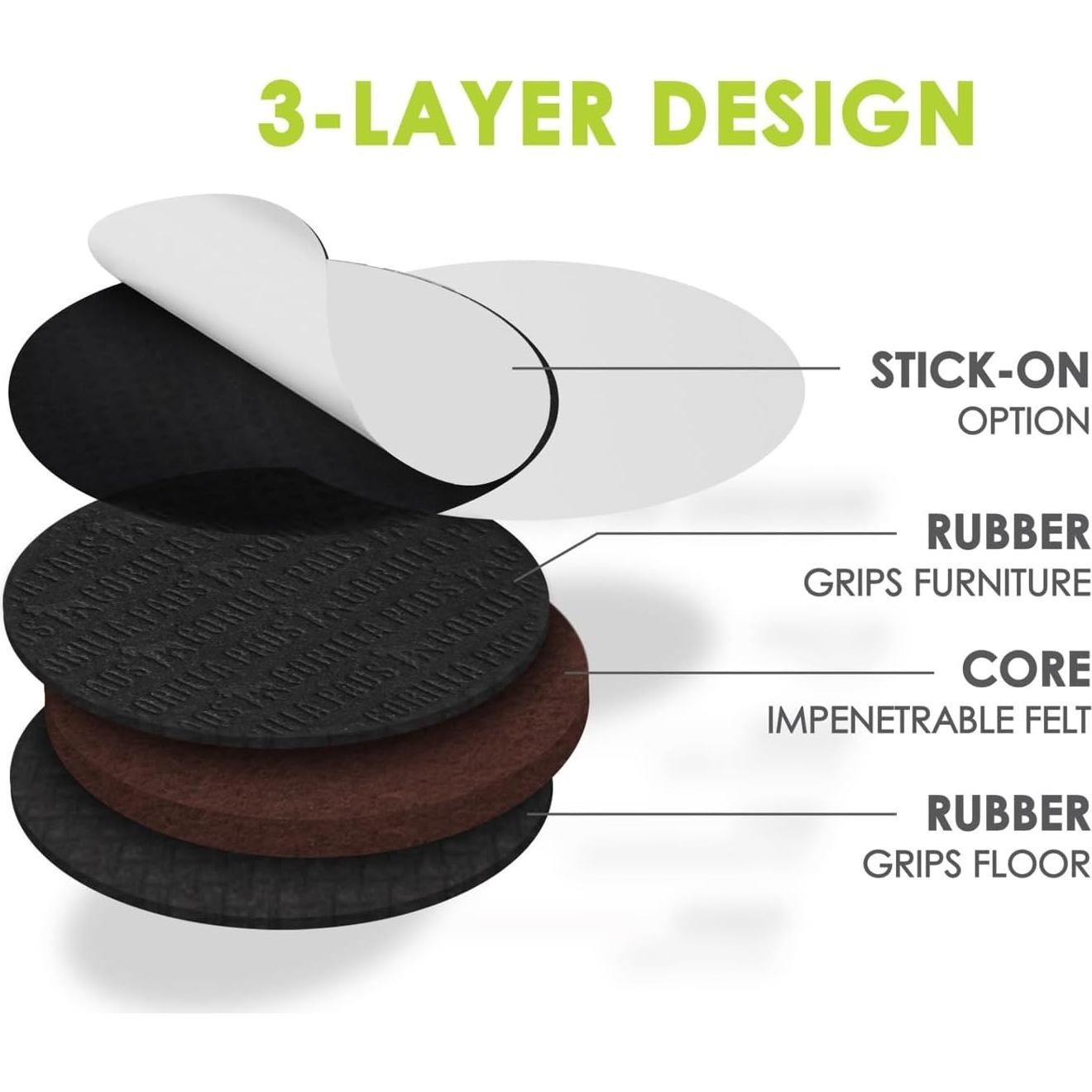 GorillaPads Almohadillas Antideslizantes 16 Unidades 5.08 cm