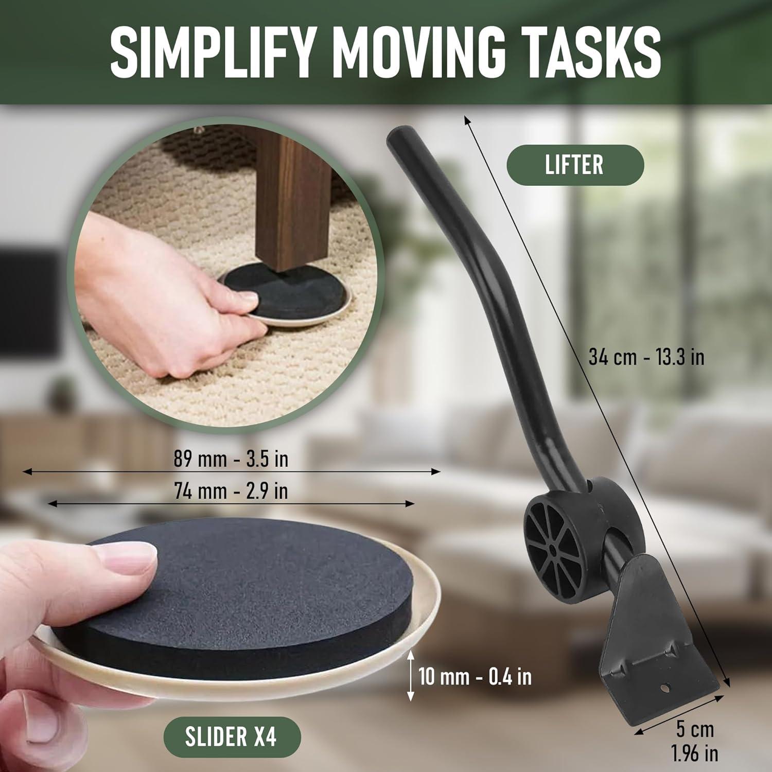 Deslizante de Muebles Tameli - Capacidad 408 kg - Elevador y 4 Deslizantes