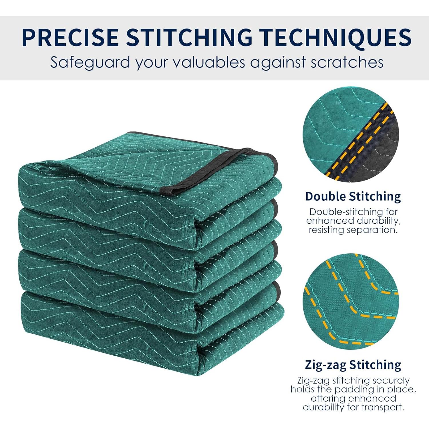 4 Mantas de Mudanza Diamond UP Acolchadas 365.76x203.2cm Verde y Gris