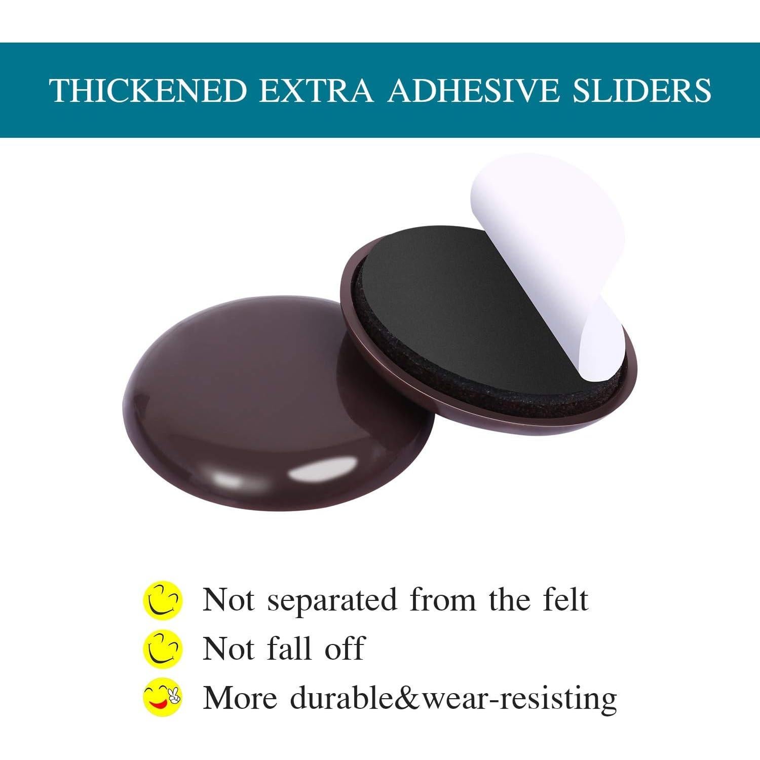 Deslizadores de Muebles Autoadhesivos Ezprotekt 24 Piezas 4.45cm Marrón