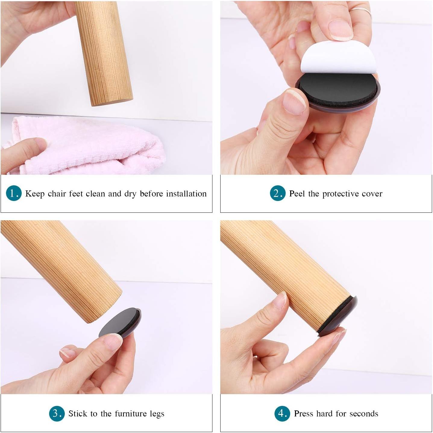 Deslizadores de Muebles Autoadhesivos Ezprotekt 24 Piezas 4.45cm Marrón