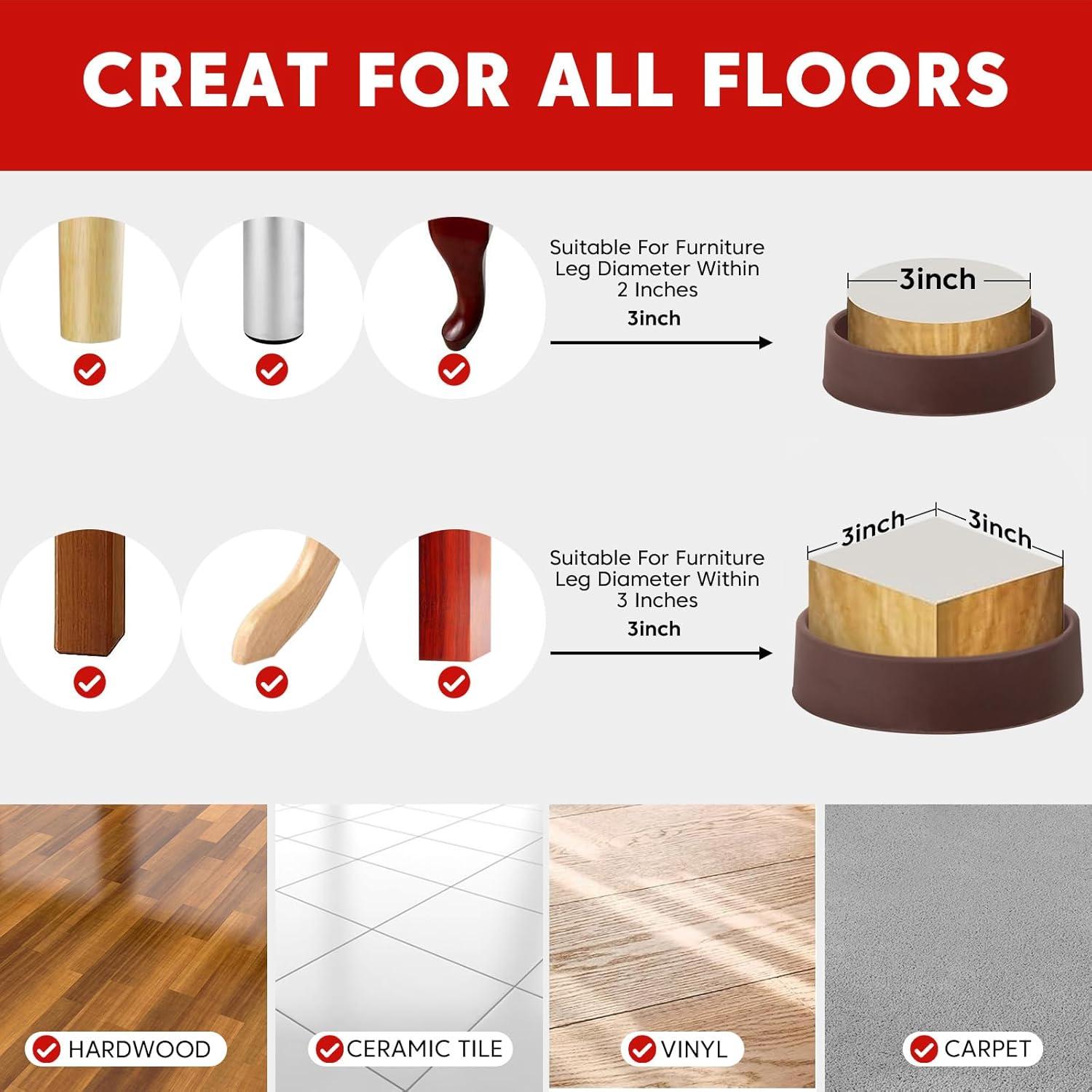 Almohadillas Antideslizantes Golesh 7.6x7.6 cm para Muebles - 4 Pzas