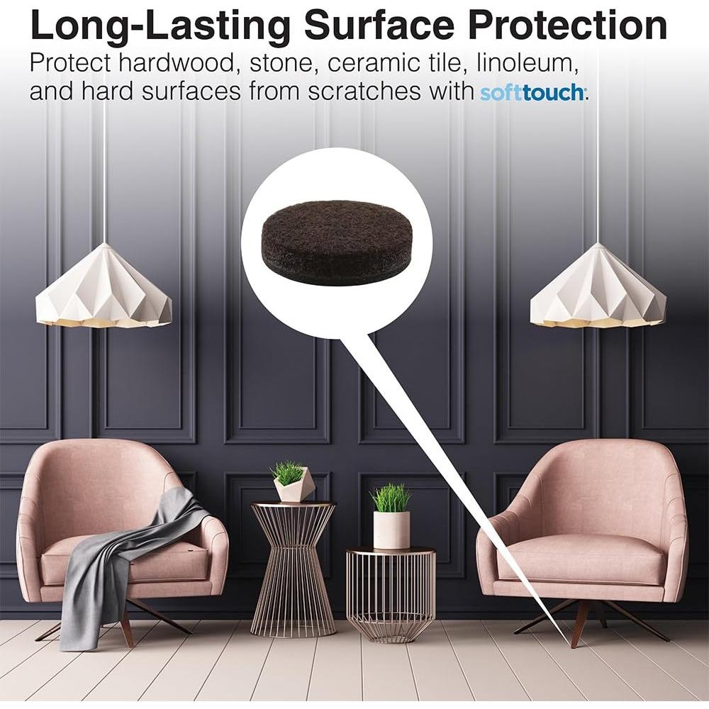 Almohadillas de Fieltro Autoadhesivas Waxman 3.81 cm Gris - 24 Piezas