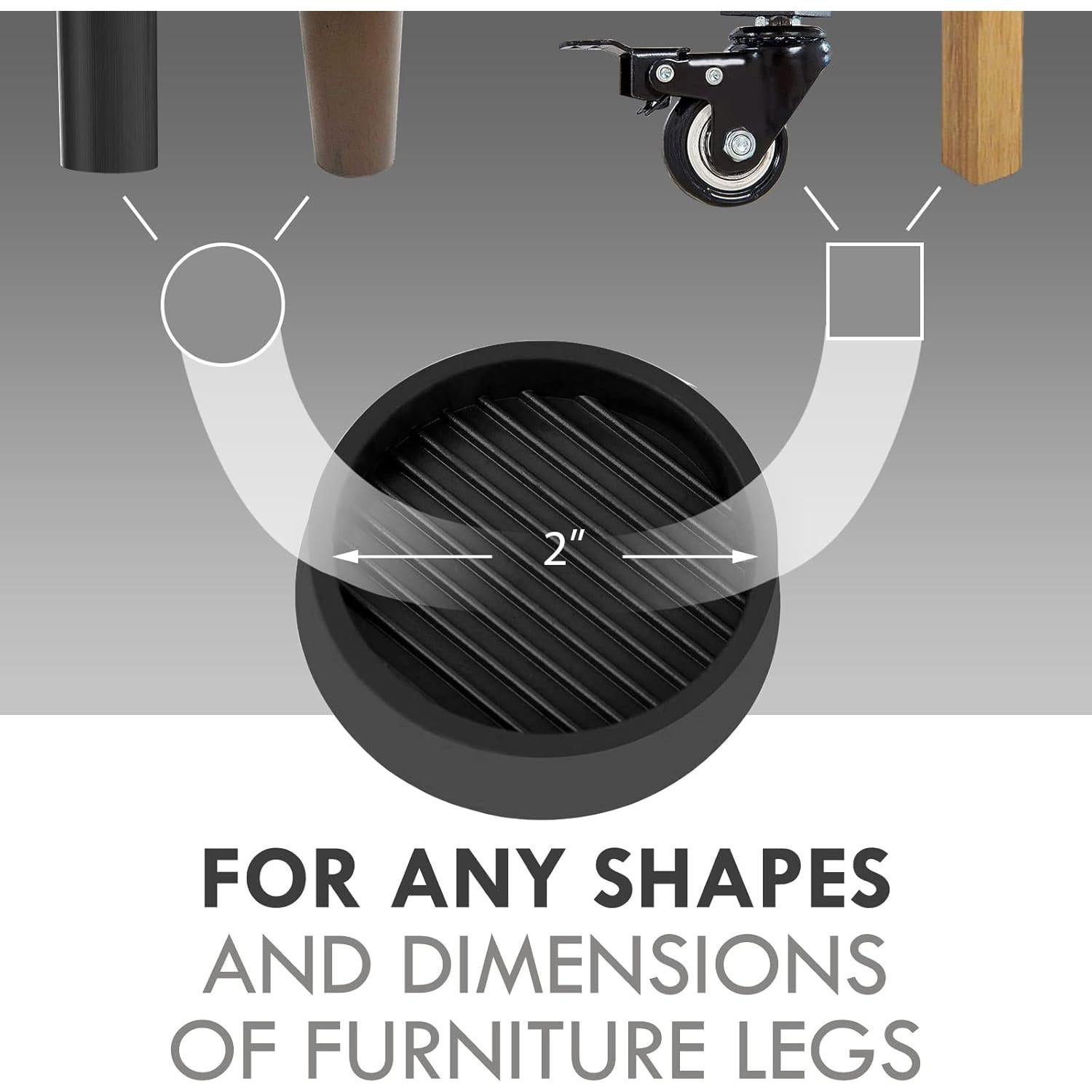 Tazas de Goma Antideslizantes VOCOMO 4 Piezas 5.08 cm Negro