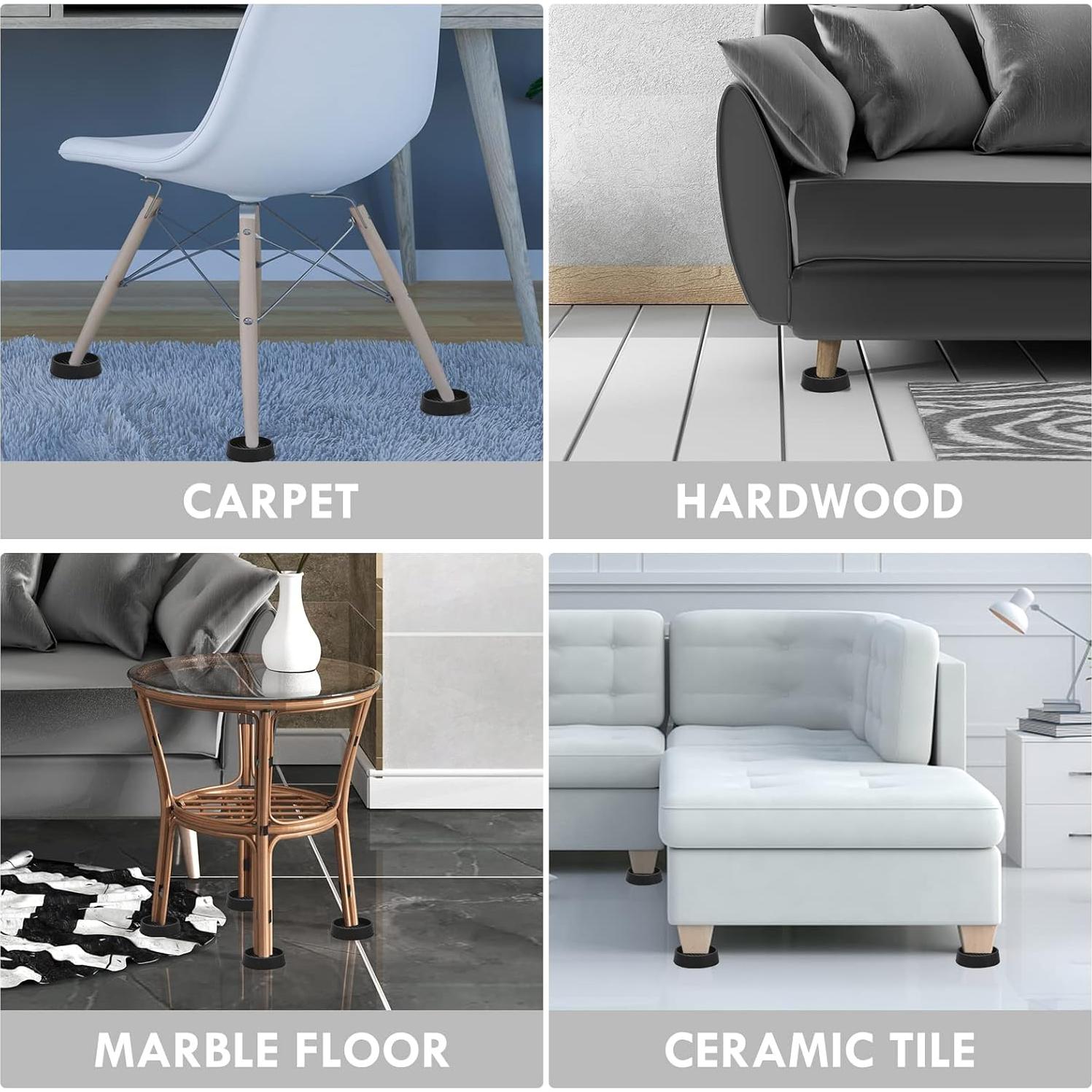 Tazas de Goma Antideslizantes VOCOMO 4 Piezas 5.08 cm Negro