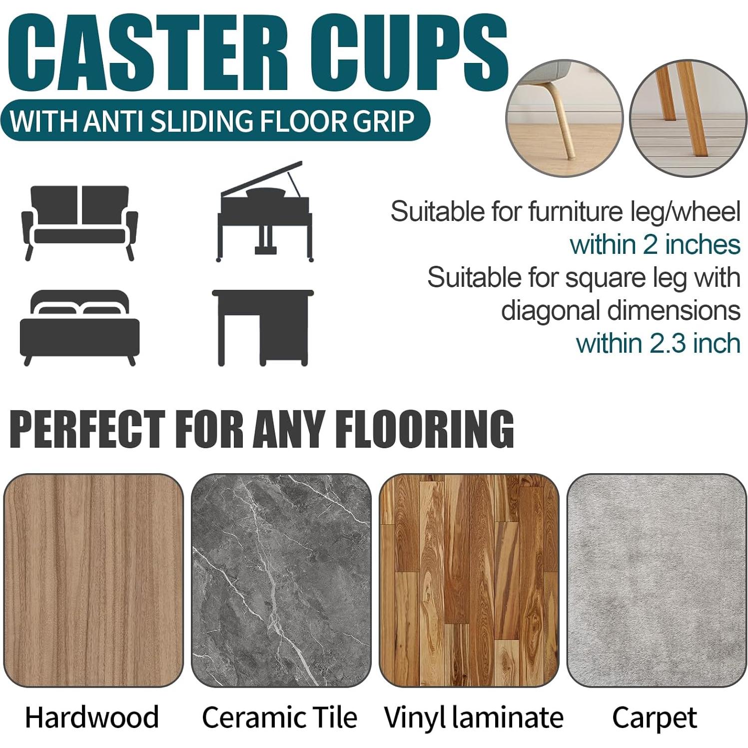 Tazas Antideslizantes para Muebles Komokeru 2x2" (Paquete de 8)