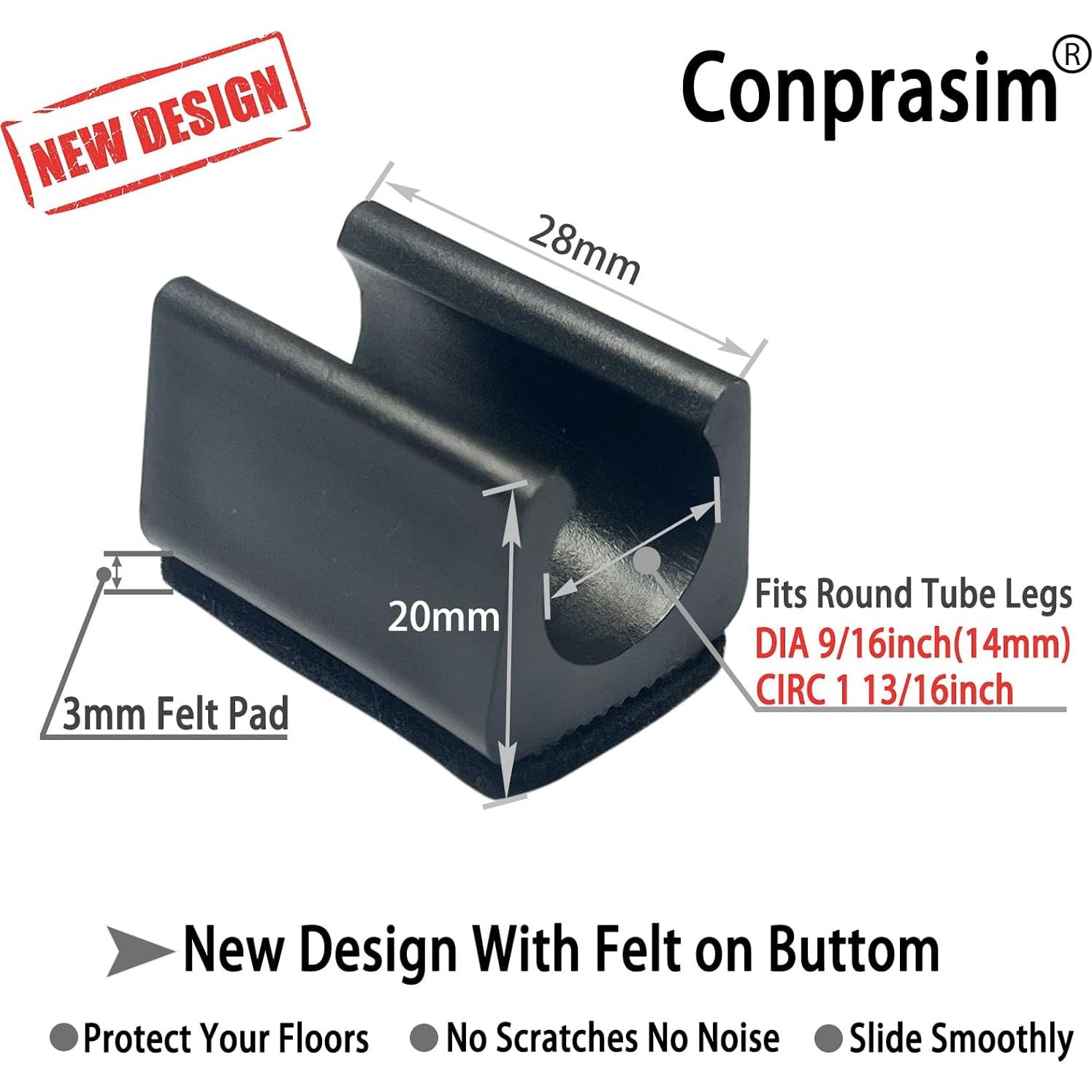 Tapa de patas de silla Conprasim 14mm con almohadillas fieltro 8Pack