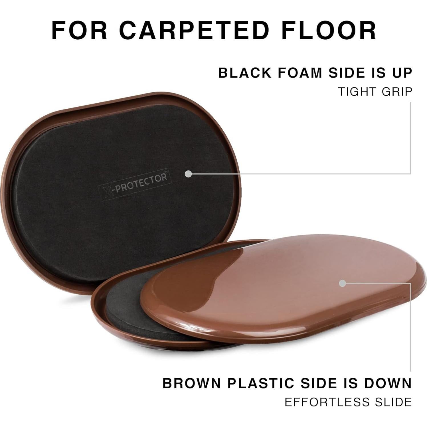 Deslizadores de Muebles X-Protector 4 PCS 15.24x8.89 cm Alfombra