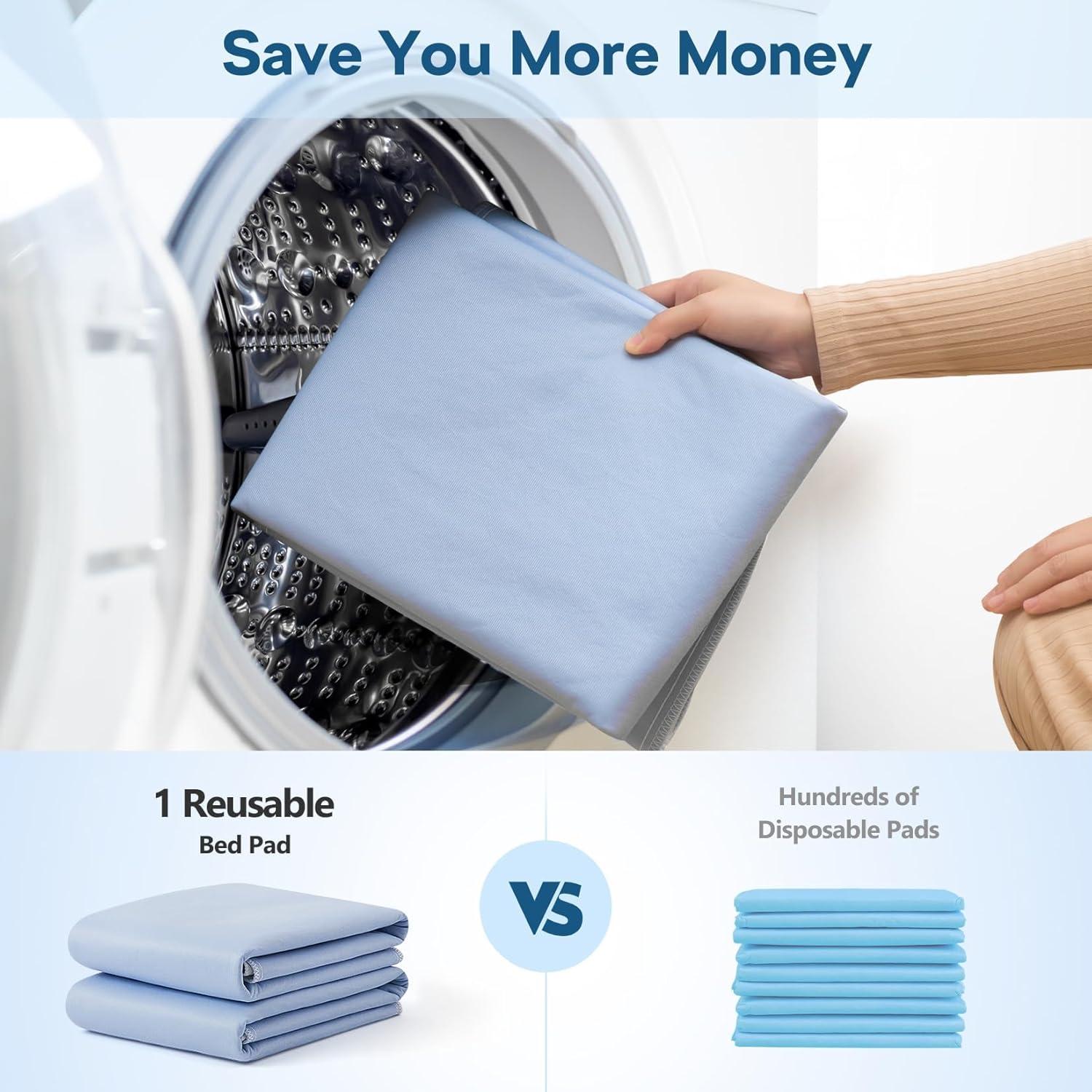 Paquete de 4 almohadillas lavables BHVESLL 91x97 cm para incontinencia