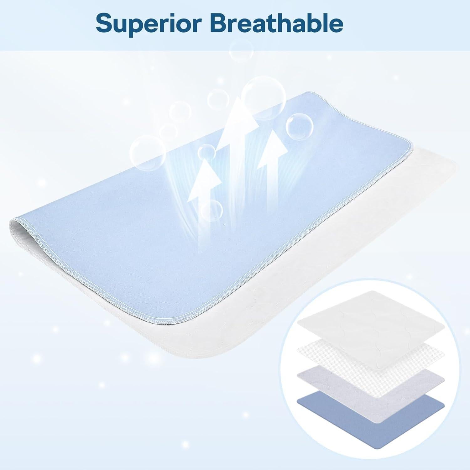 Paquete de 4 almohadillas lavables BHVESLL 91x97 cm para incontinencia