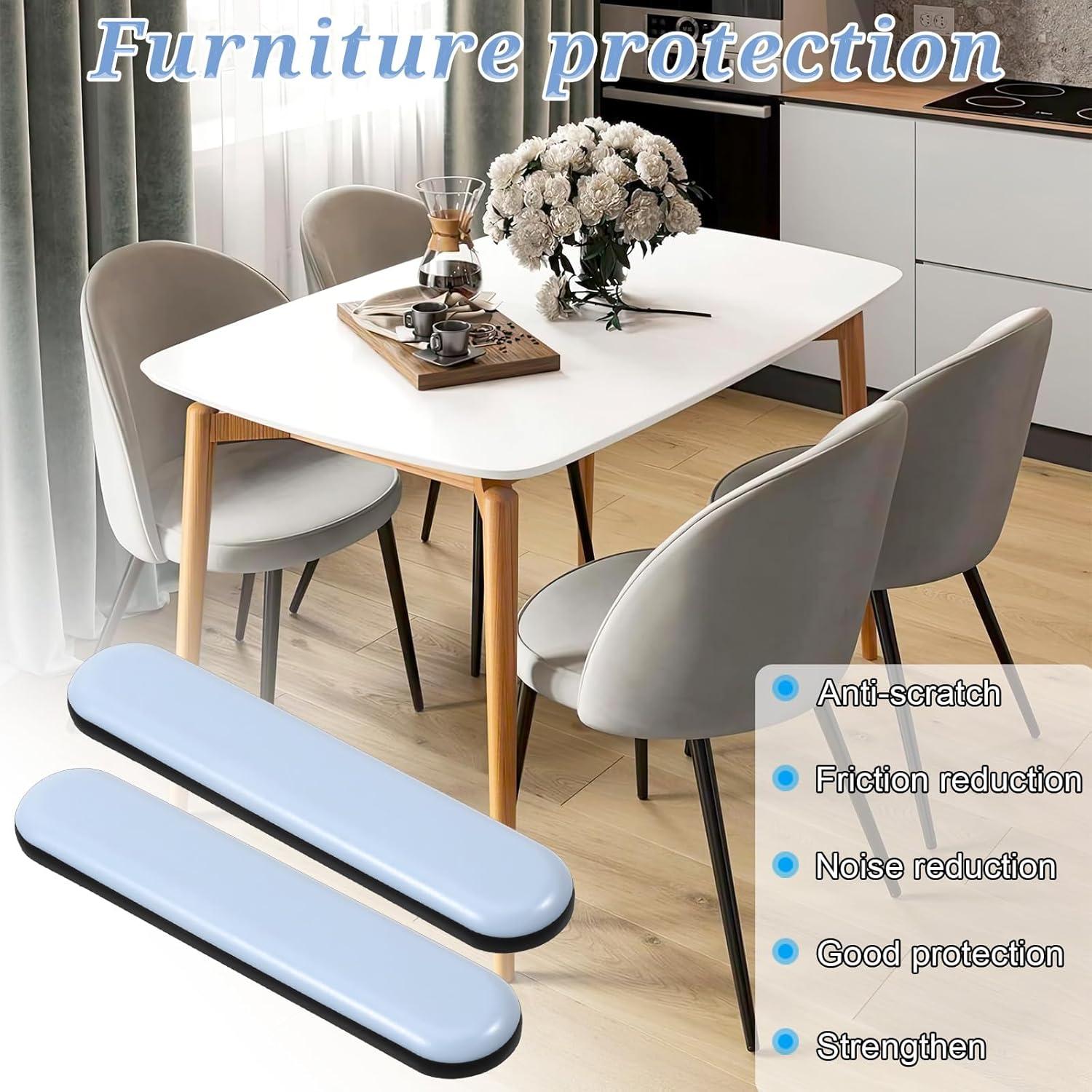 8 Deslizadores de Muebles Autoadhesivos PTFE 75x15mm