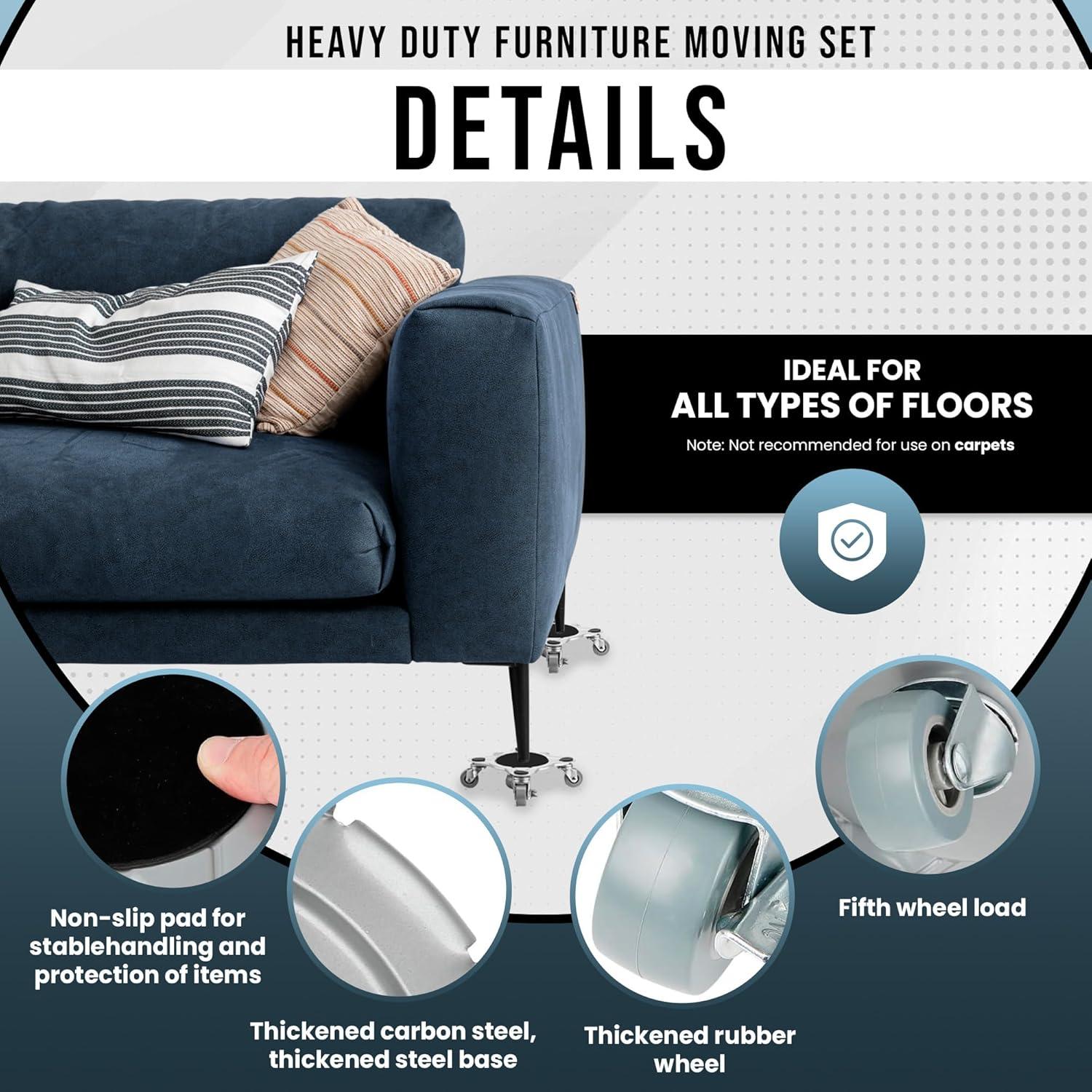 Juego de Carretillas para Muebles Talime - Capacidad 2721 kg