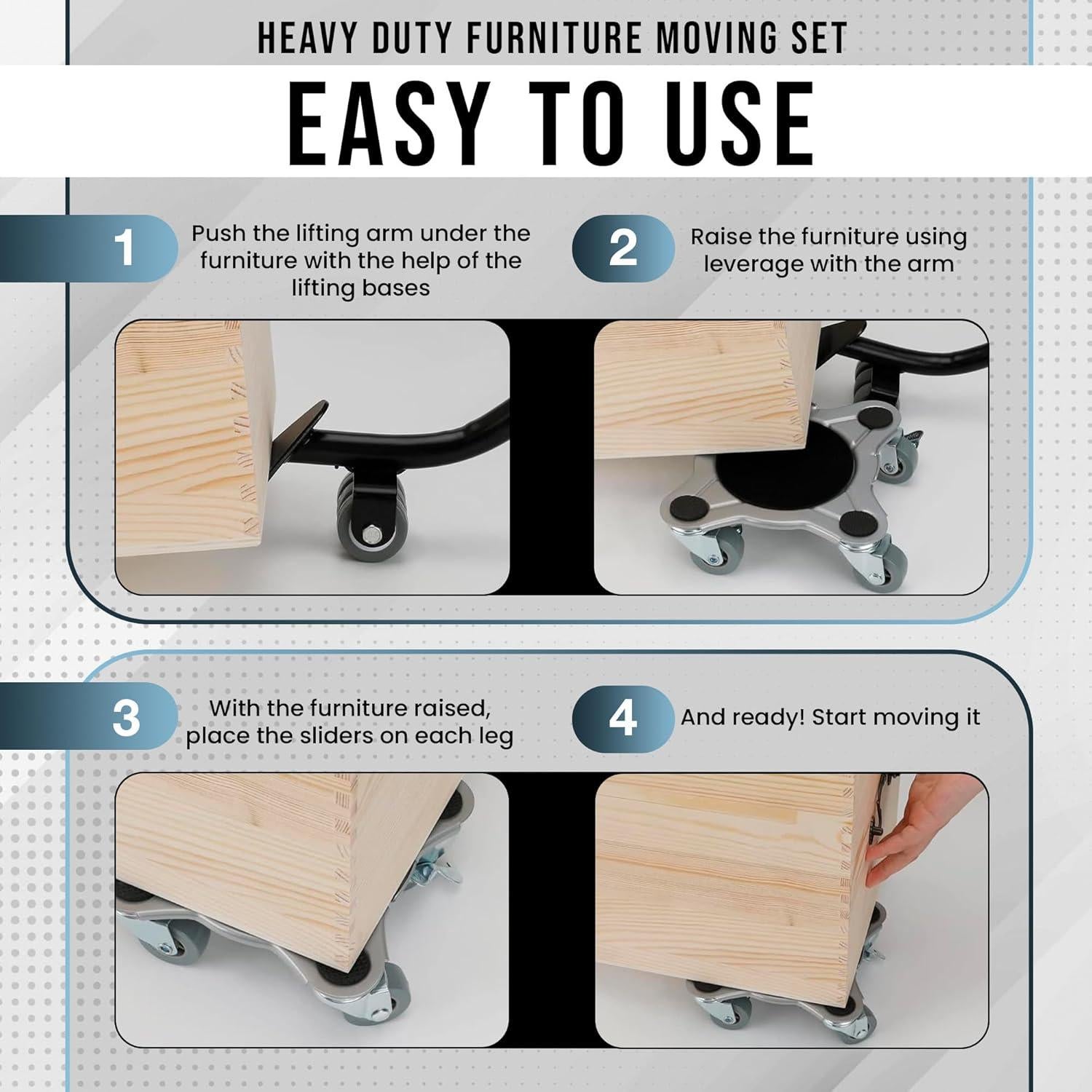 Juego de Carretillas para Muebles Talime - Capacidad 2721 kg