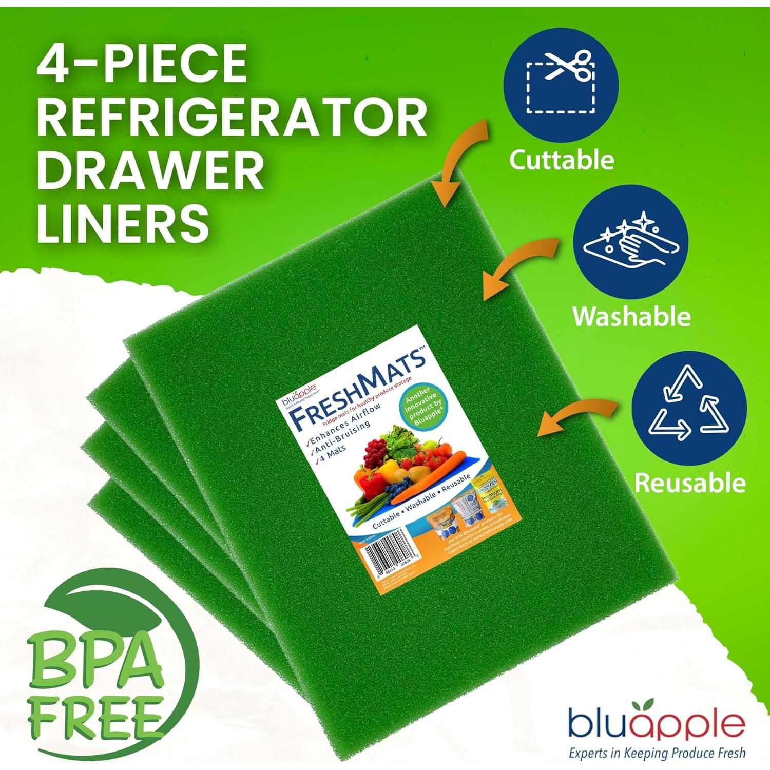 Forros para Refrigerador Bluapple FreshMats - Juego de 4 Piezas Verde