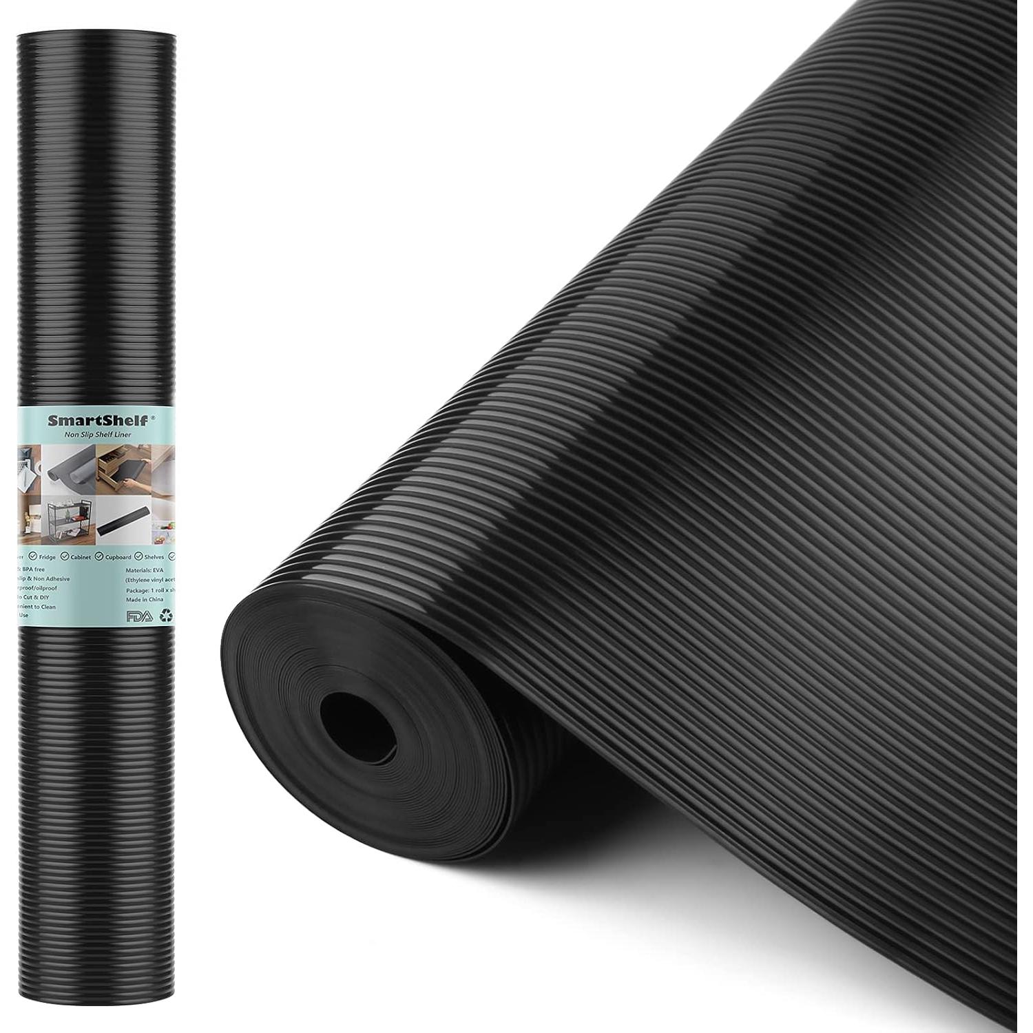 Forro de Estante Smartshelf 30x150 cm Negro EVA Antideslizante