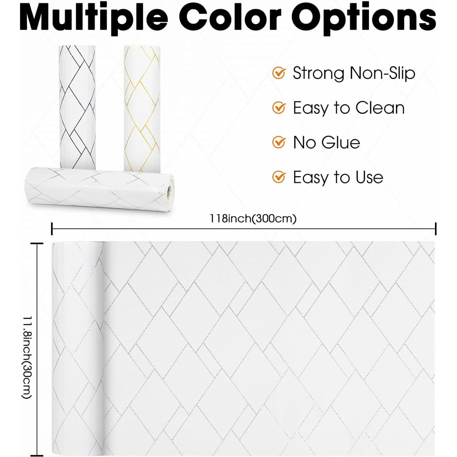 Forro de Estante Antideslizante GOPAS 30x305cm PVC Rombo Plateado