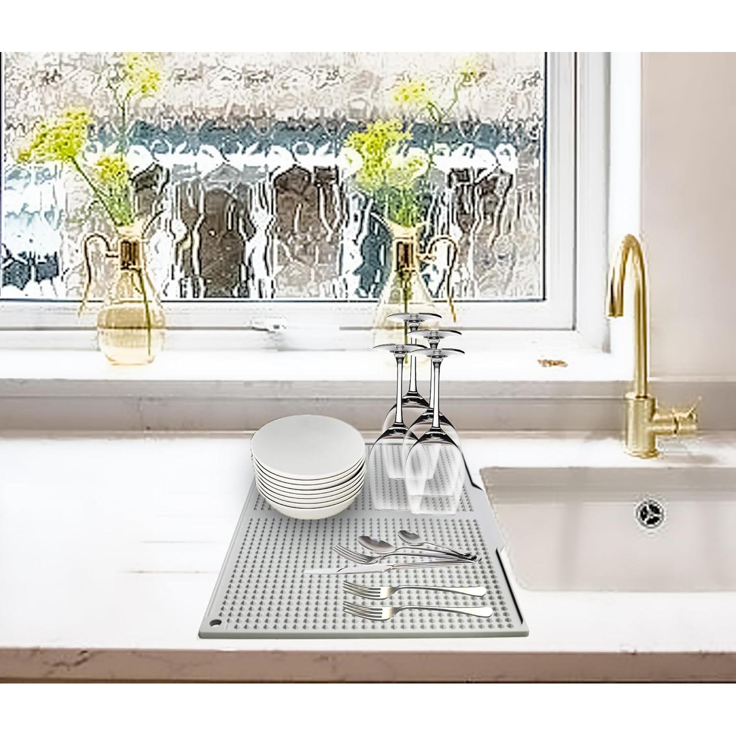 Alfombrilla de Secado de Platos de Silicona JRSENL 36.8x9.7cm