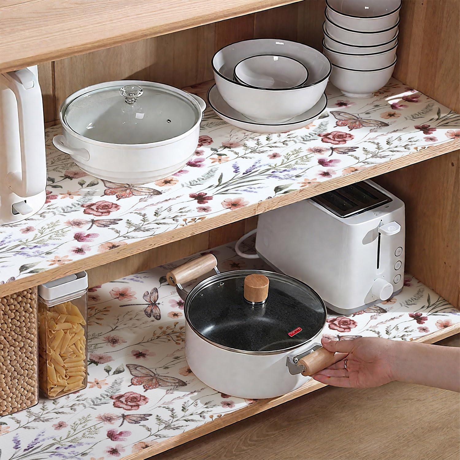 Forro de Estante Amiitay Floral 30.48 cm x 3 m Antideslizante