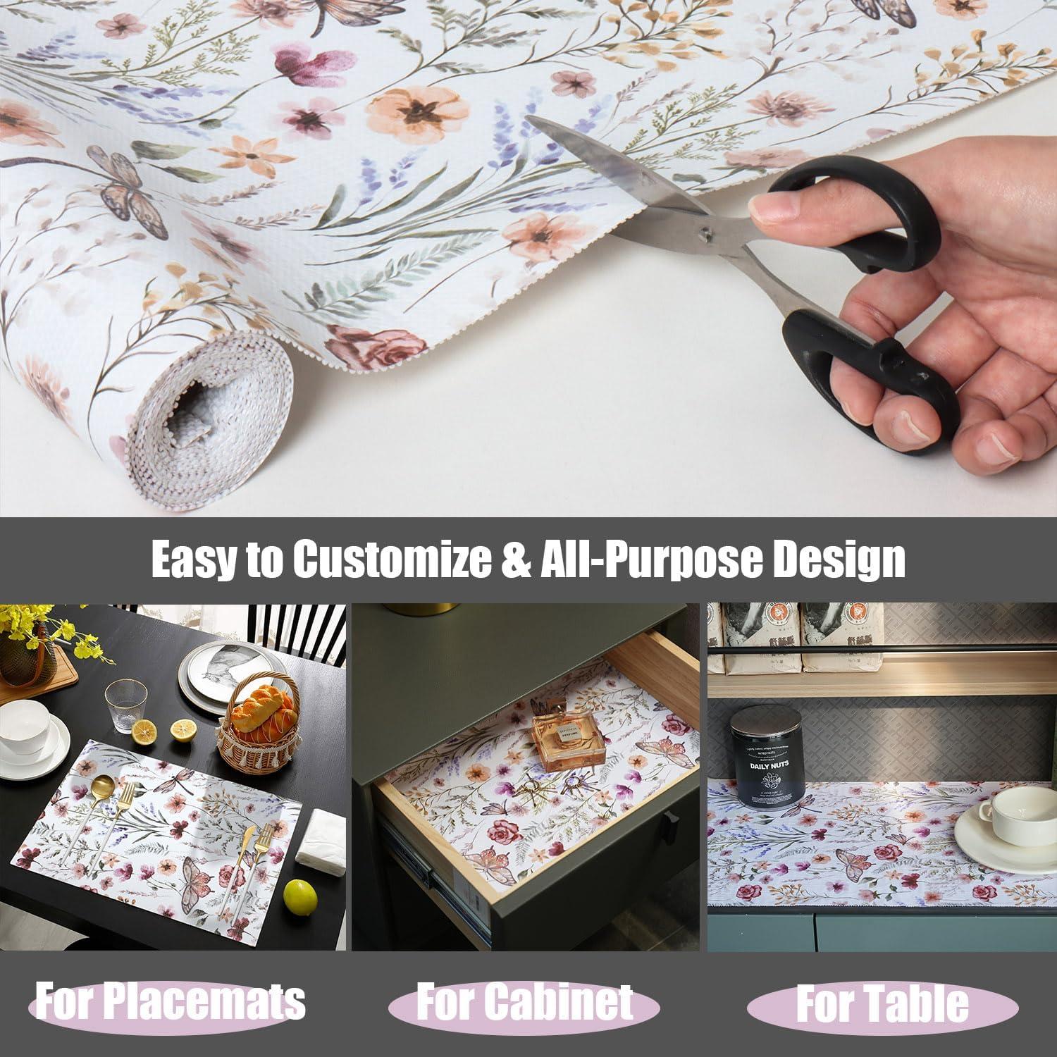 Forro de Estante Amiitay Floral 30.48 cm x 3 m Antideslizante