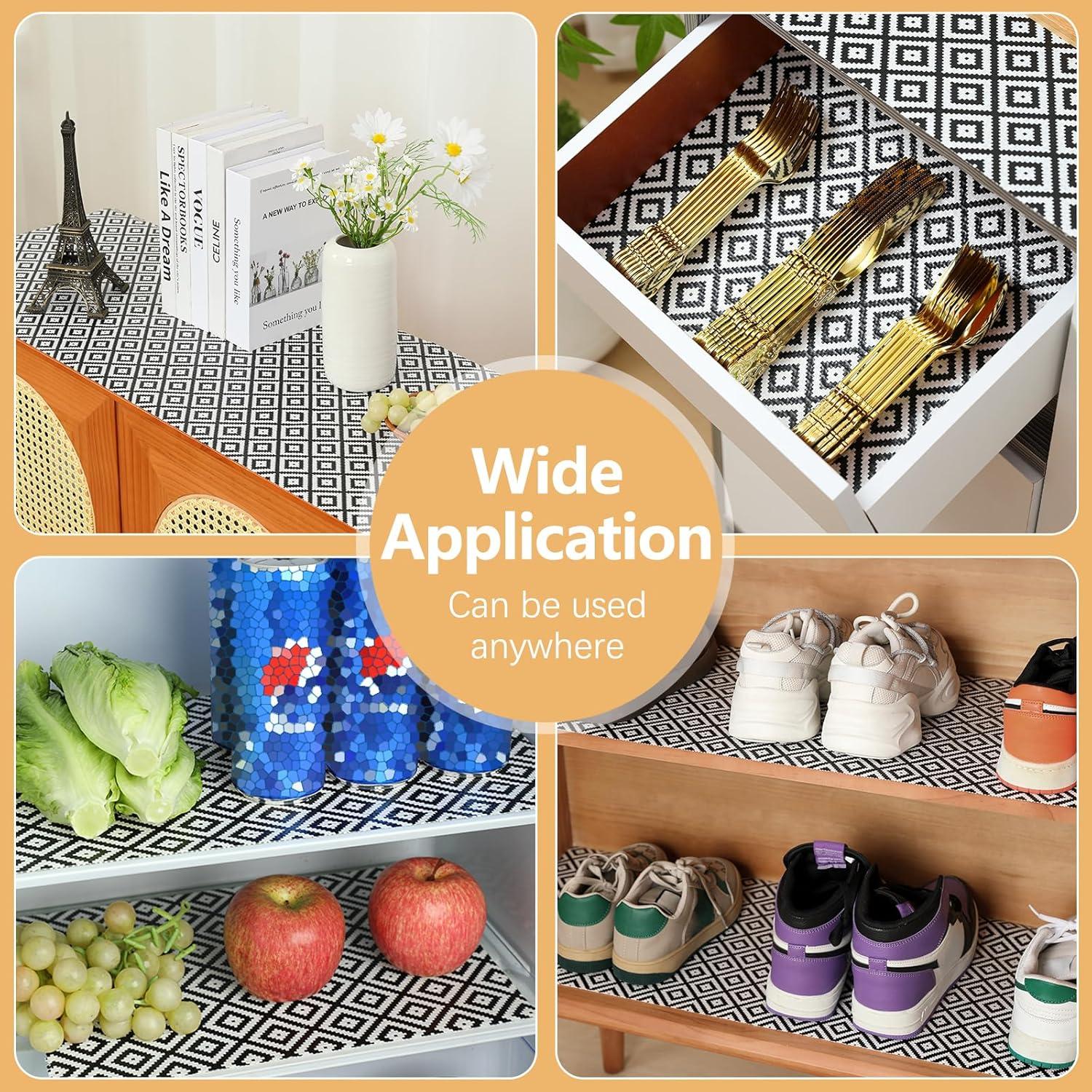 Forro de Estante Antideslizante Qianglive 30.48x304.8 cm Negro