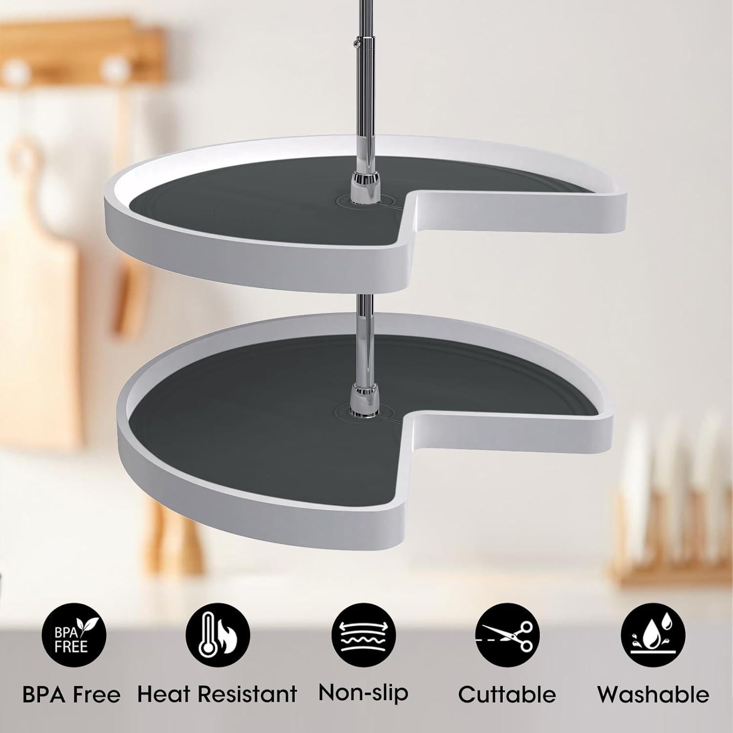 Forro de estante Lazy Susan ZDLS 69 cm Antideslizante y Resistente al Calor 2PCS