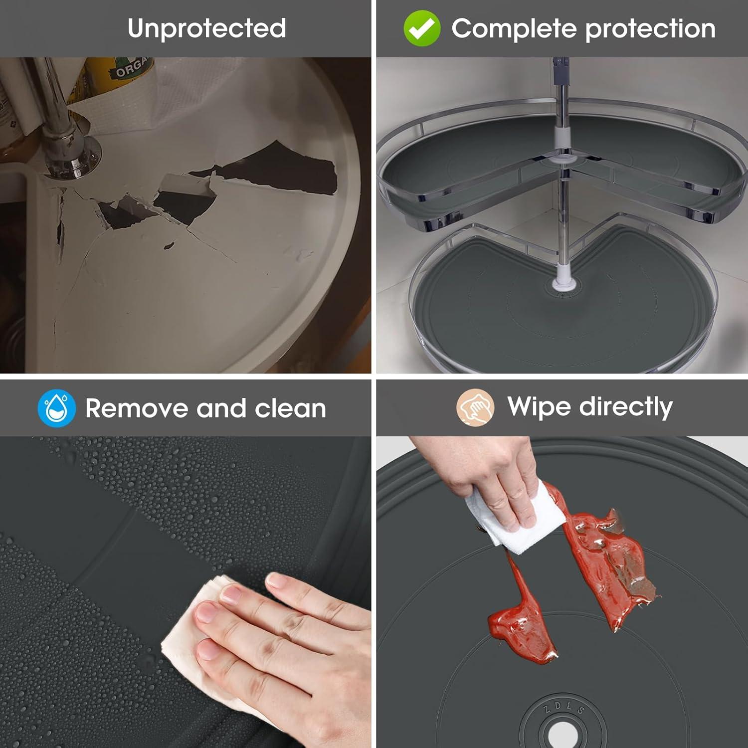 Forro de estante Lazy Susan ZDLS 69 cm Antideslizante y Resistente al Calor 2PCS