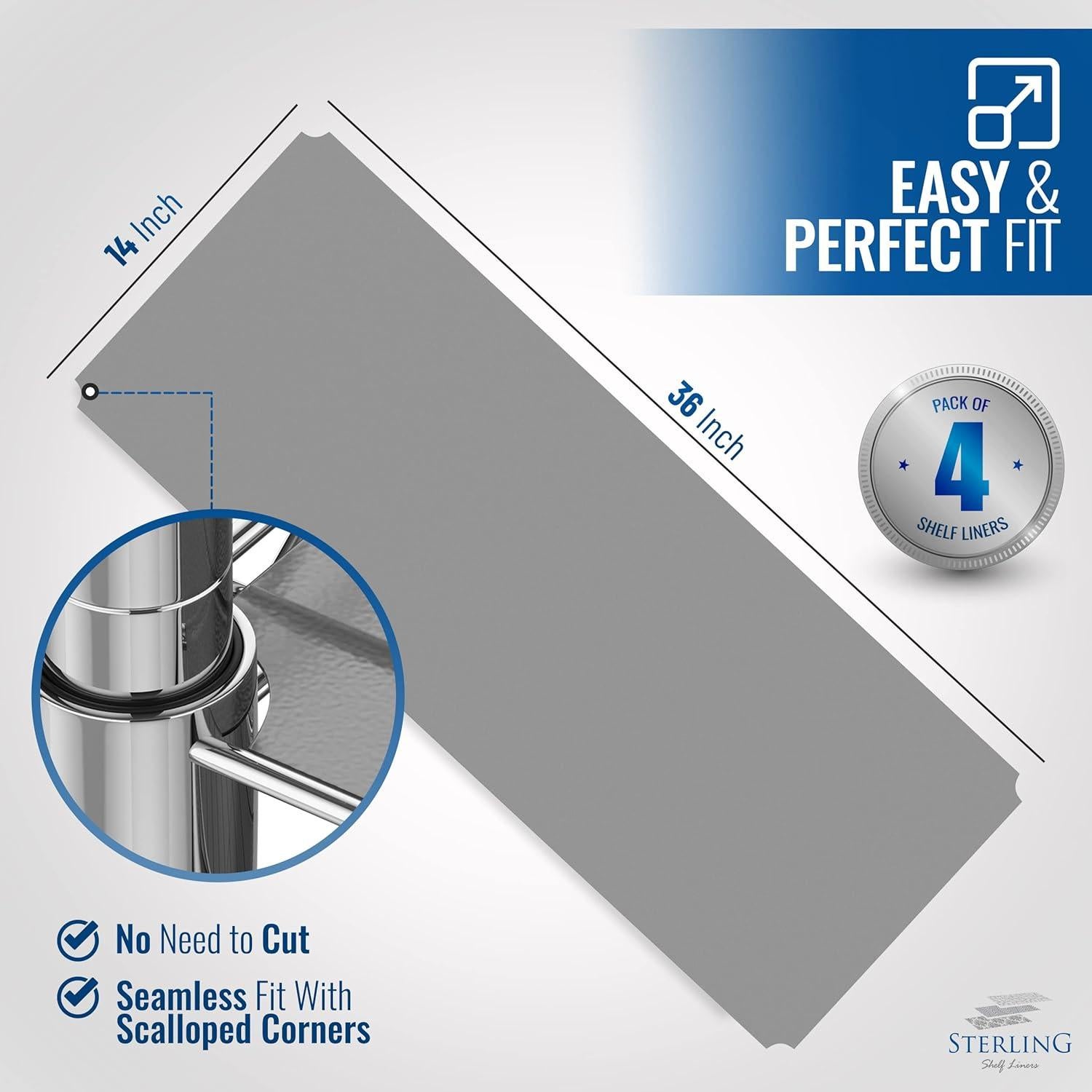 Forros de Estante Sterling 14x36" Grafito - Juego de 4 Piezas
