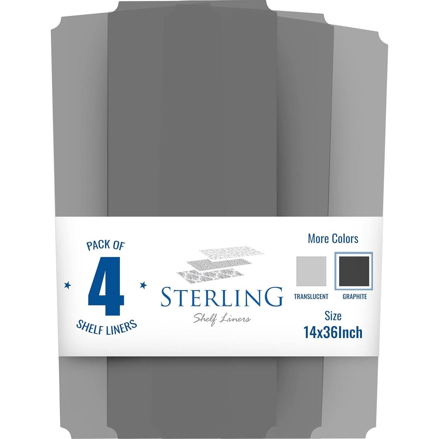Forros de Estante Sterling 14x36" Grafito - Juego de 4 Piezas