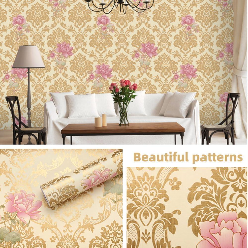 Papel de forro autoadhesivo ZAMNEA floral rosa 45x300cm