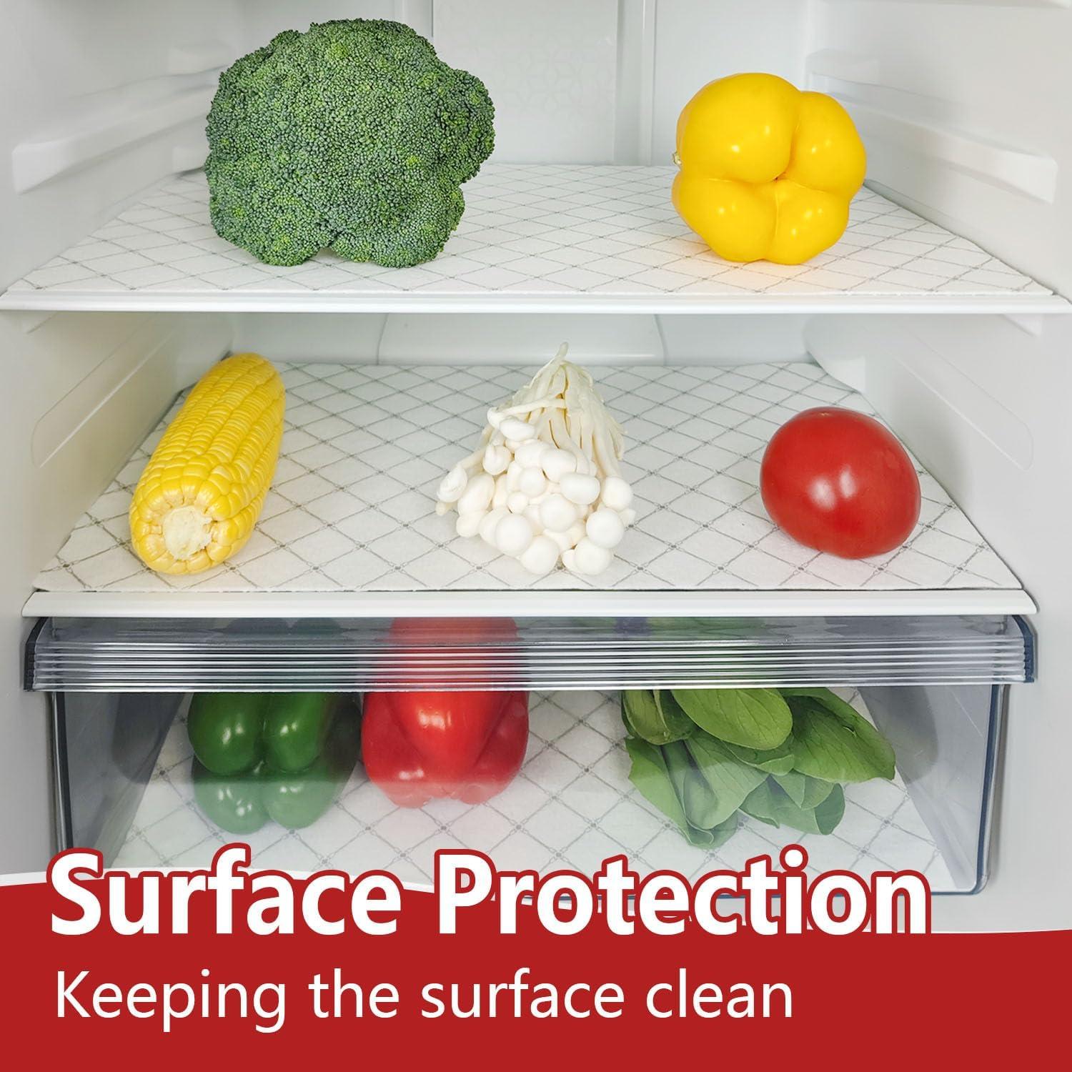 Absorbent Refrigerator Liners, Non Slip Fridge Bin Liners and Mats Washable, Fresh mats & Refrigerator Shelf Liner for Glass Shelves and Kitchen Cabinet Drawer,12" × 24" (6PCS Gray Stripes)