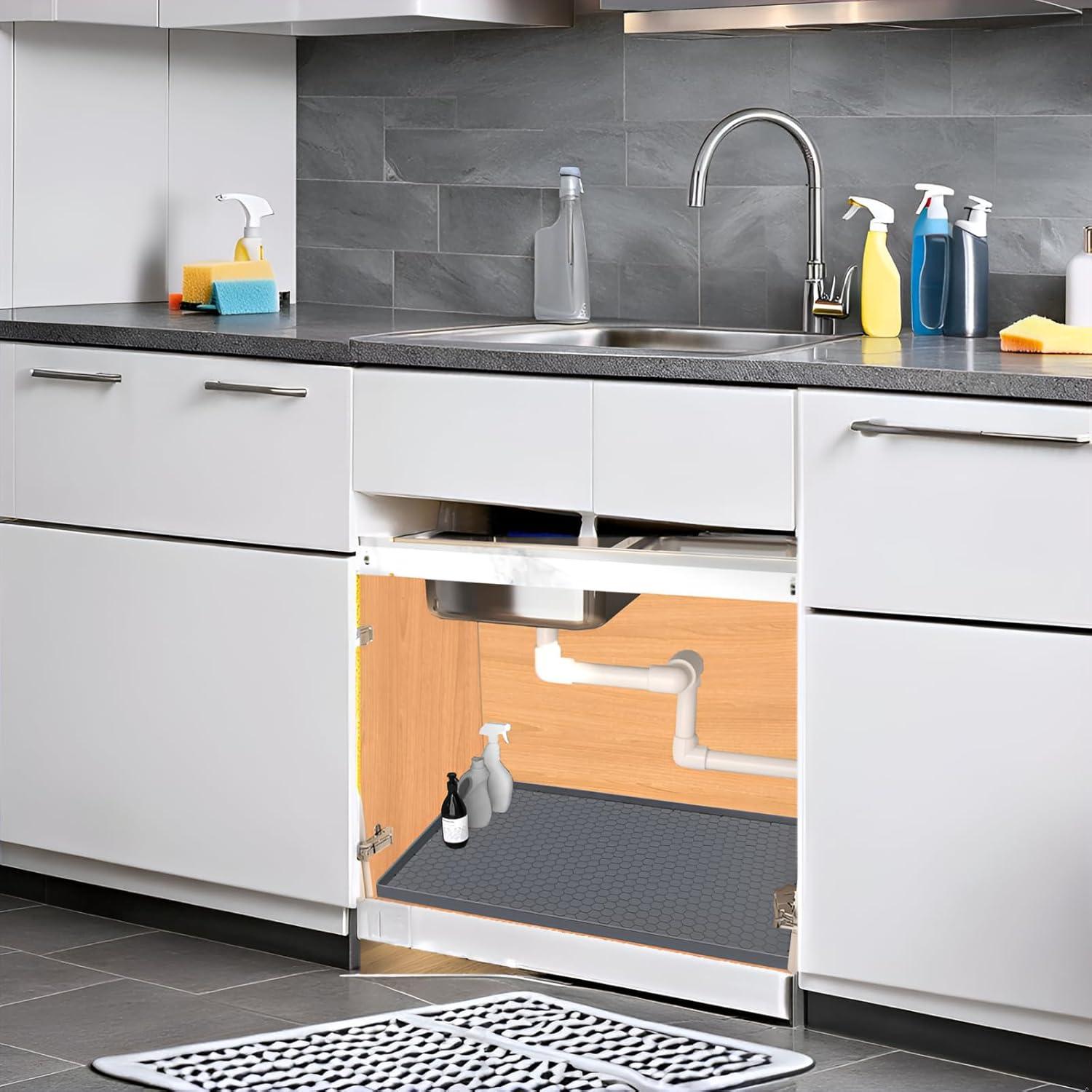 Alfombrilla Impermeable para Bajo Fregadero Jacooxi 63.5x48.3cm Gris